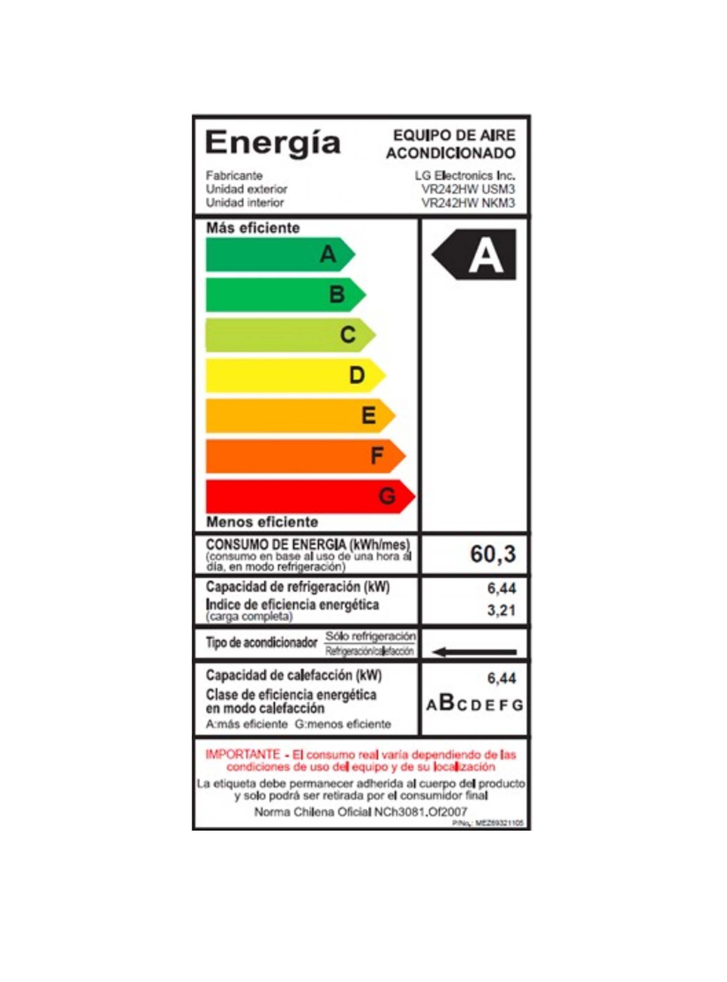 Aire Acondicionado LG Split ARTCOOL Inverter 24000 BTU VR242HW-6