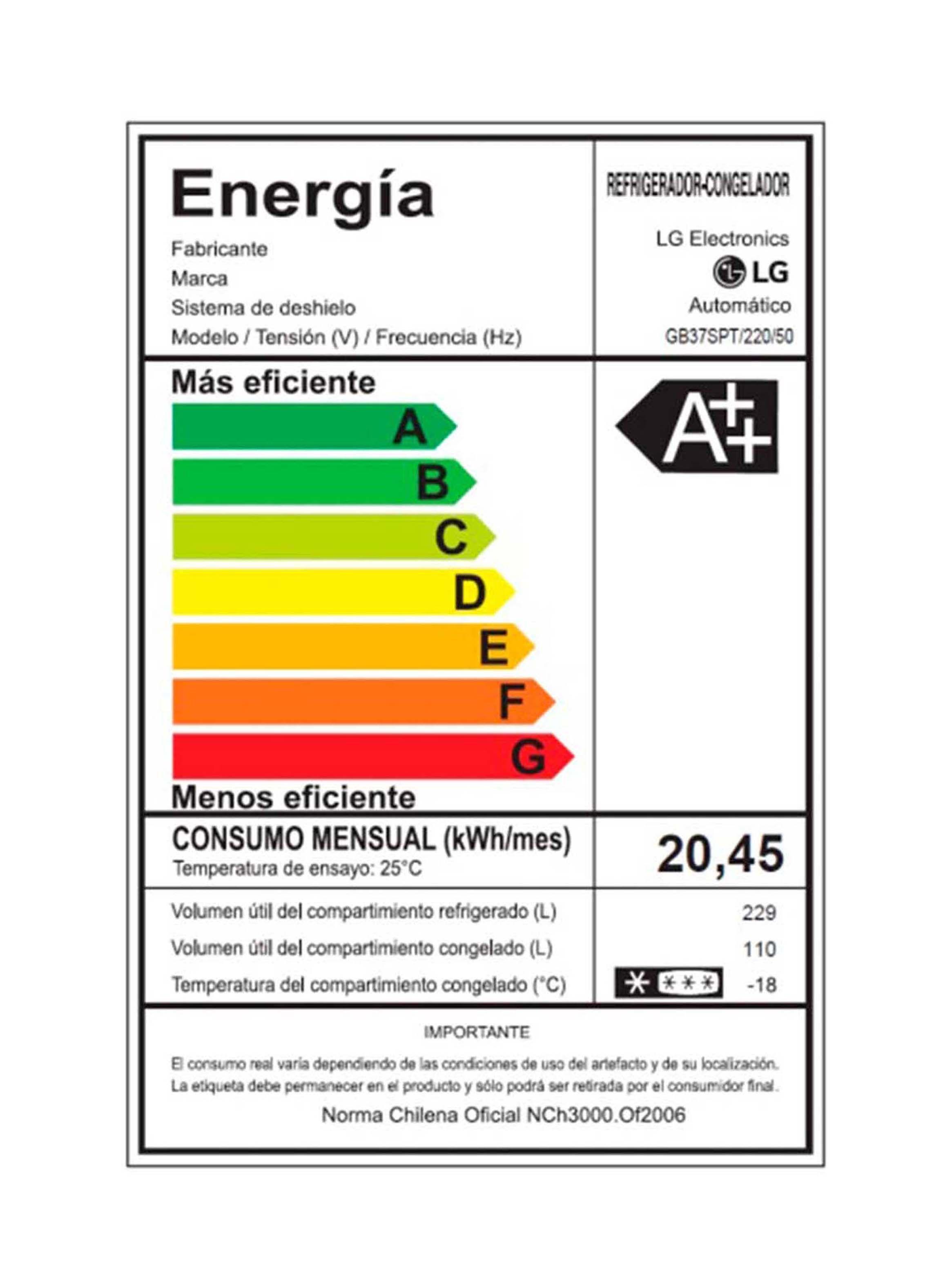 Refrigerador Bottom Freezer LG 339 Litros con DoorCooling+ GB37SPT-6