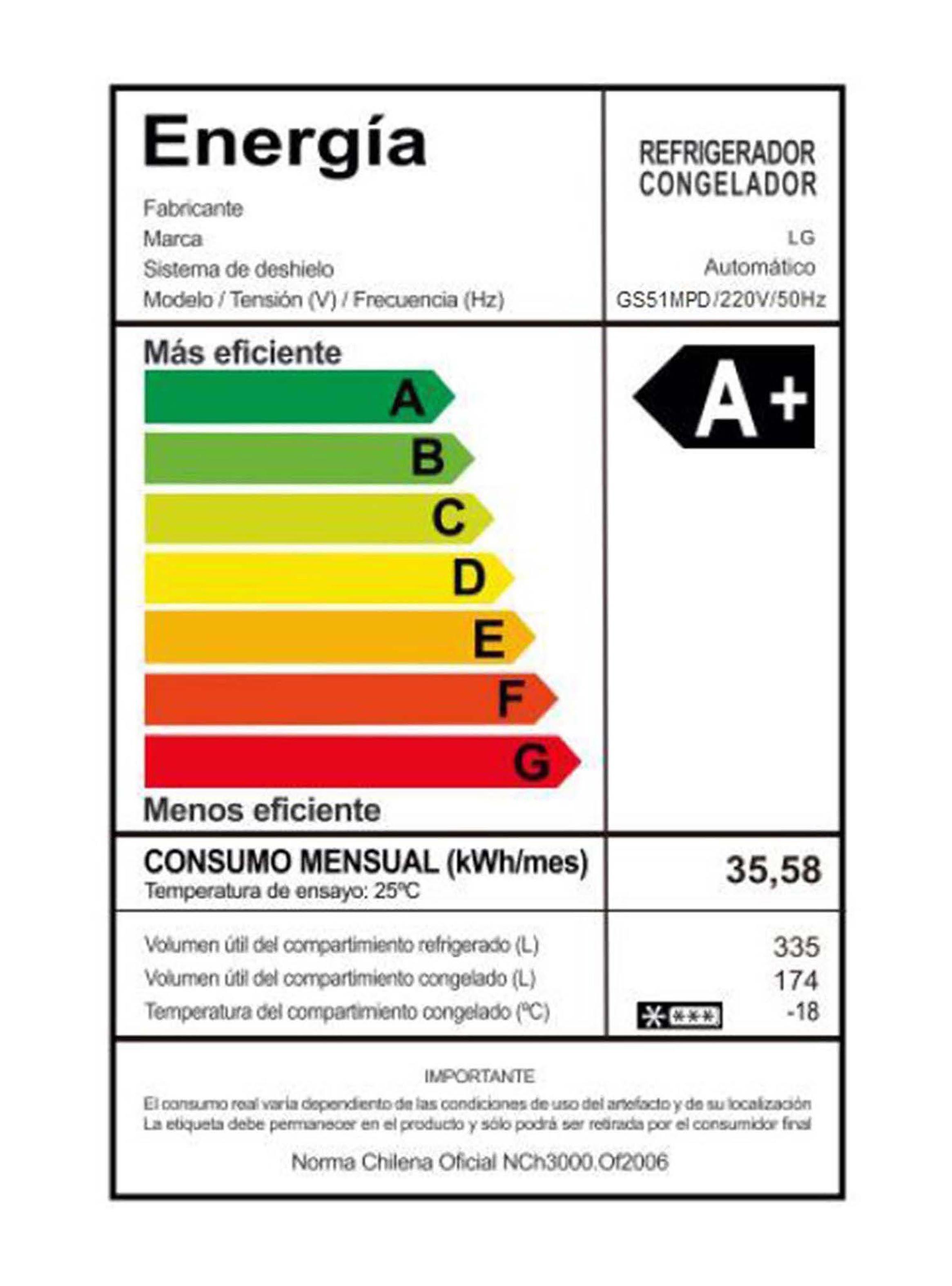 Refrigerador Side by Side LG 509 Litros con Motor Smart Inverter GS51MPD-6