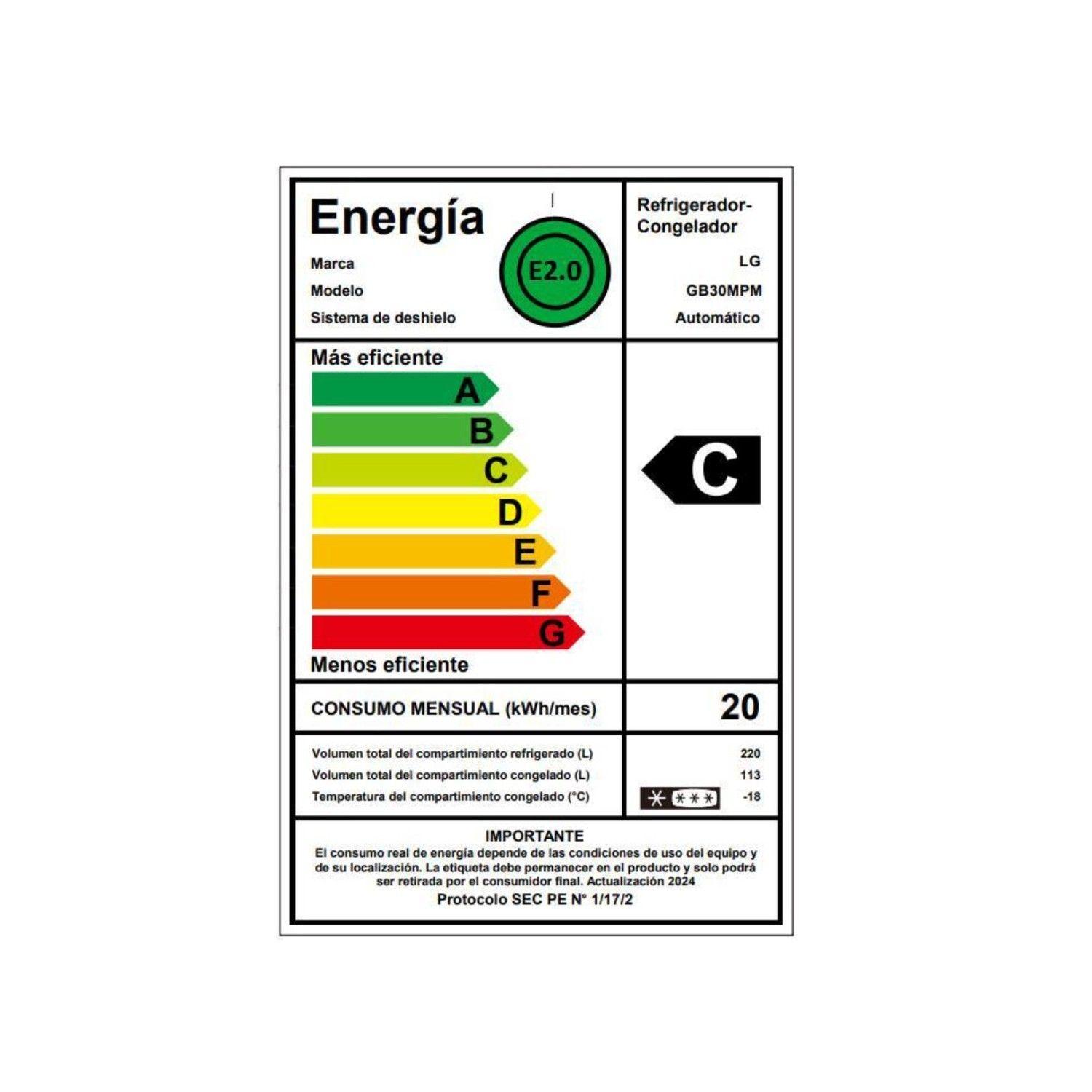 Refrigerador Bottom Freezer LG 335 Litros con Motor Smart Inverter Compressor GB30BPY-7