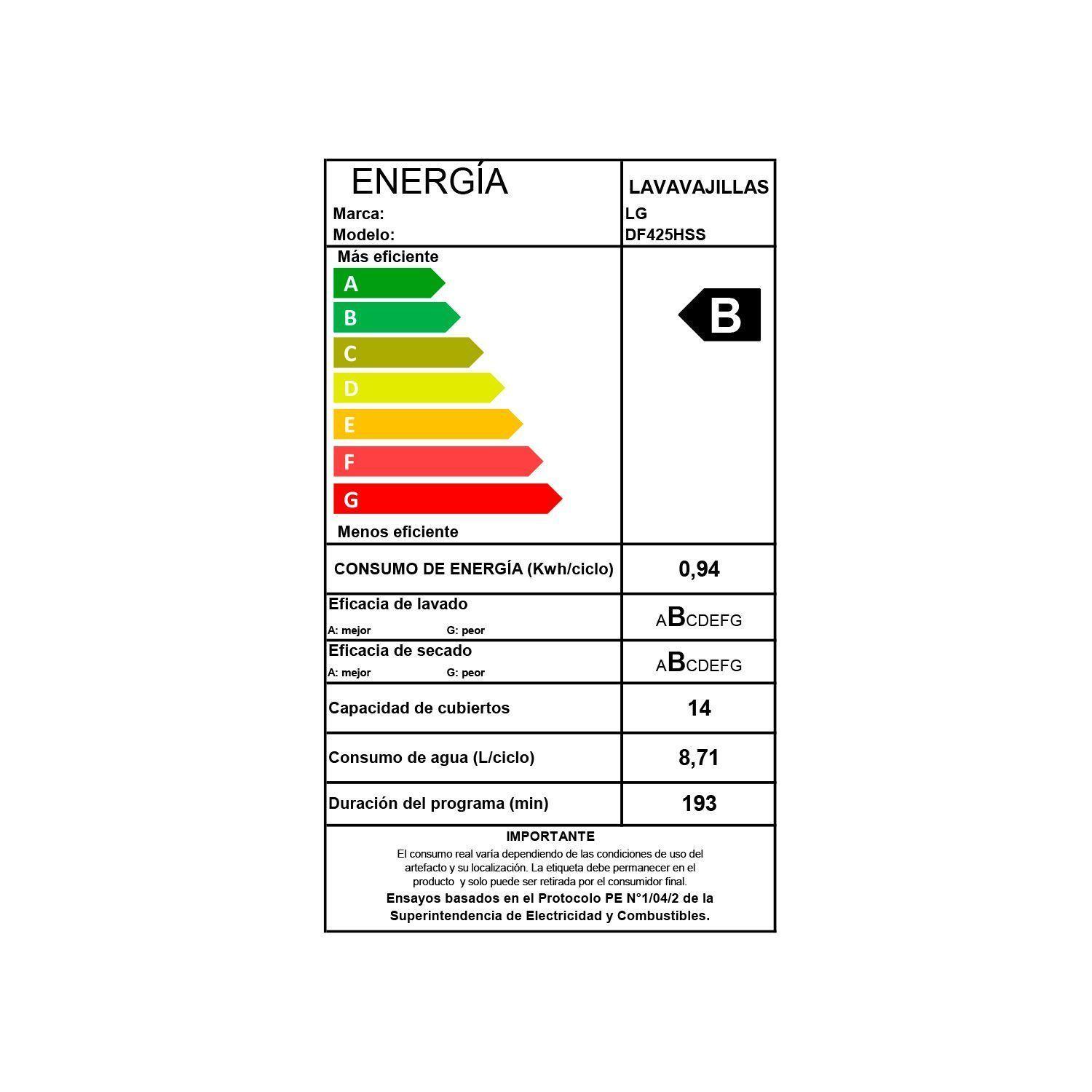 Lavavajillas LG 14 cubiertos con QuadWash™ y AOD DF425HSS-6