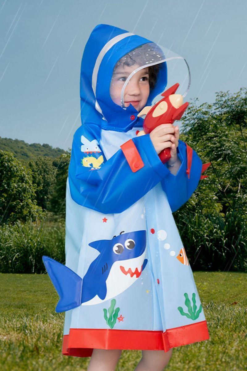 Capa Impermeable Tibur n Azul para ni os y ni as-1