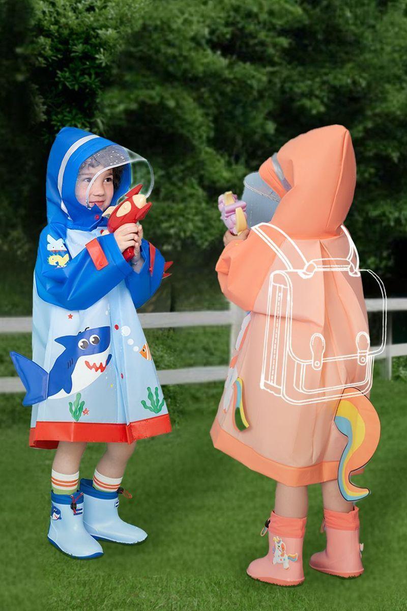 Capa Impermeable Tibur n Azul para ni os y ni as-5