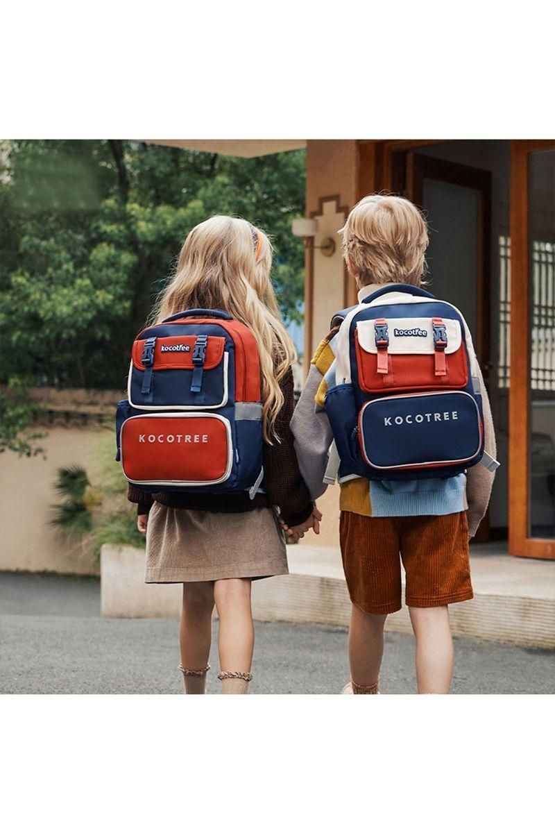 Mochila de niño, doble hebilla y colores combinados, ergonómica-3