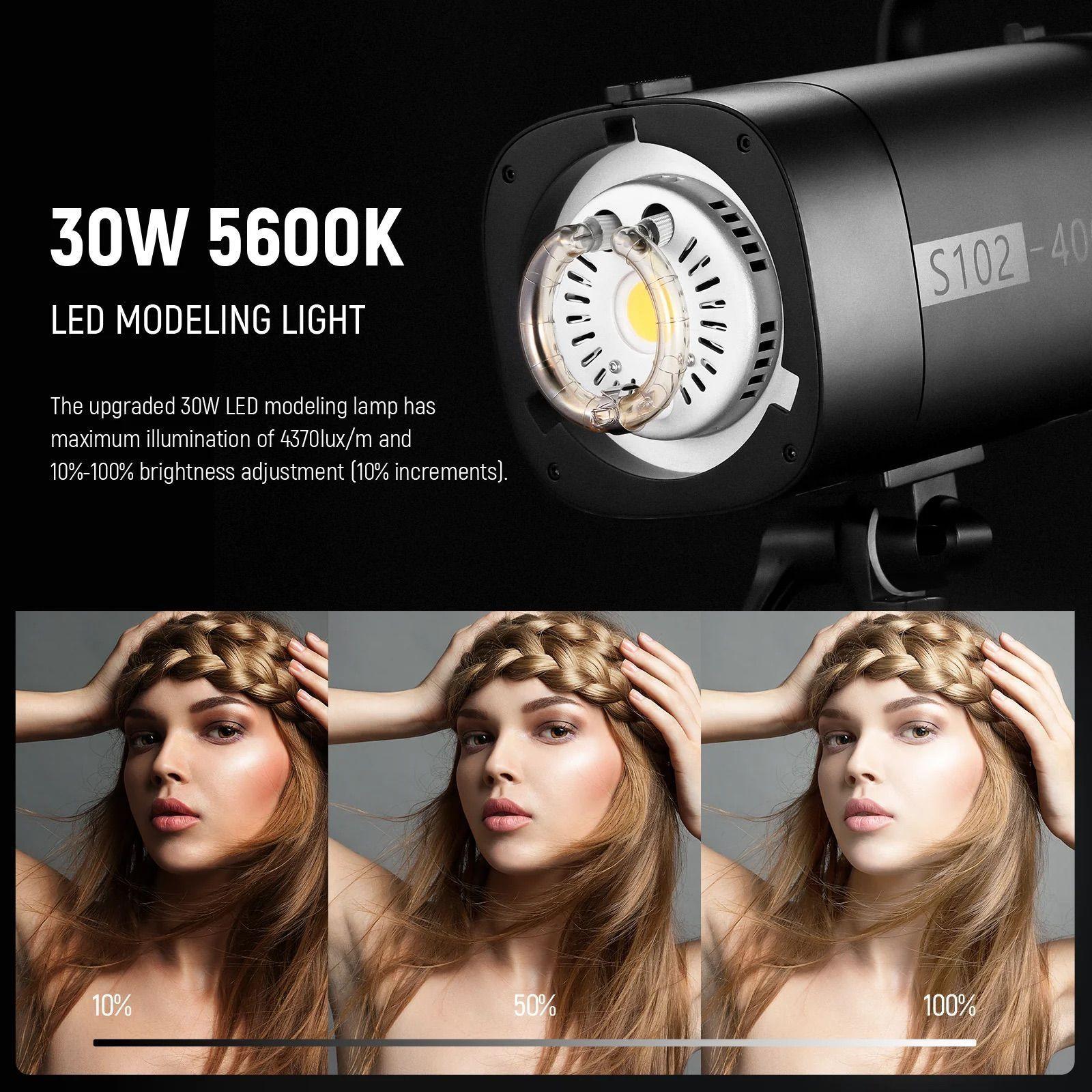 Kit de flash monolight de estudio Neewer S102-400W-2