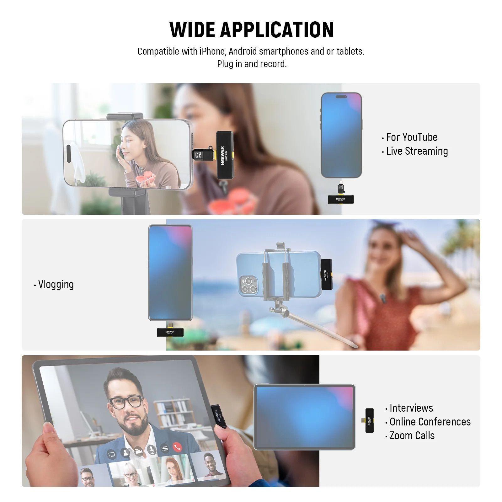 Kit de Micrófono Inalámbrico Neewer KM23 de Solapa-5