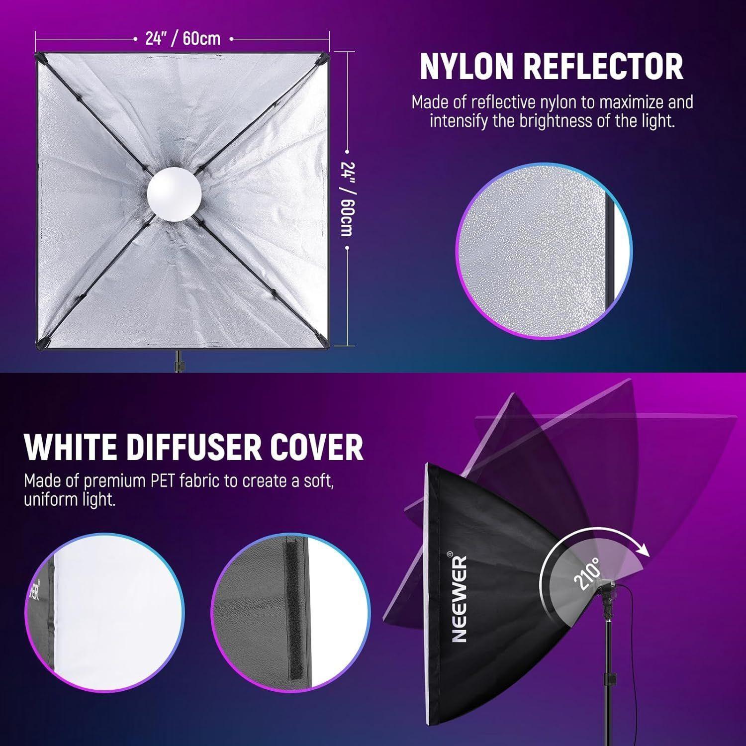 Kit Softbox LED RGB 24W Neewer NK800-4