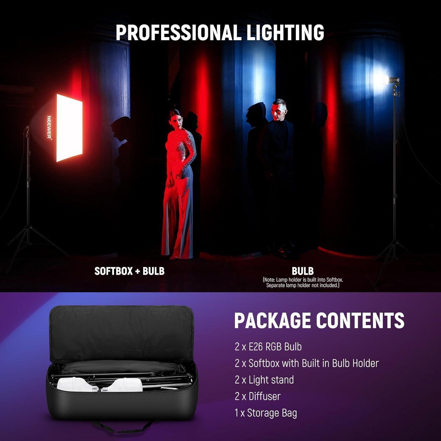 Kit Softbox LED RGB 24W Neewer NK800-5