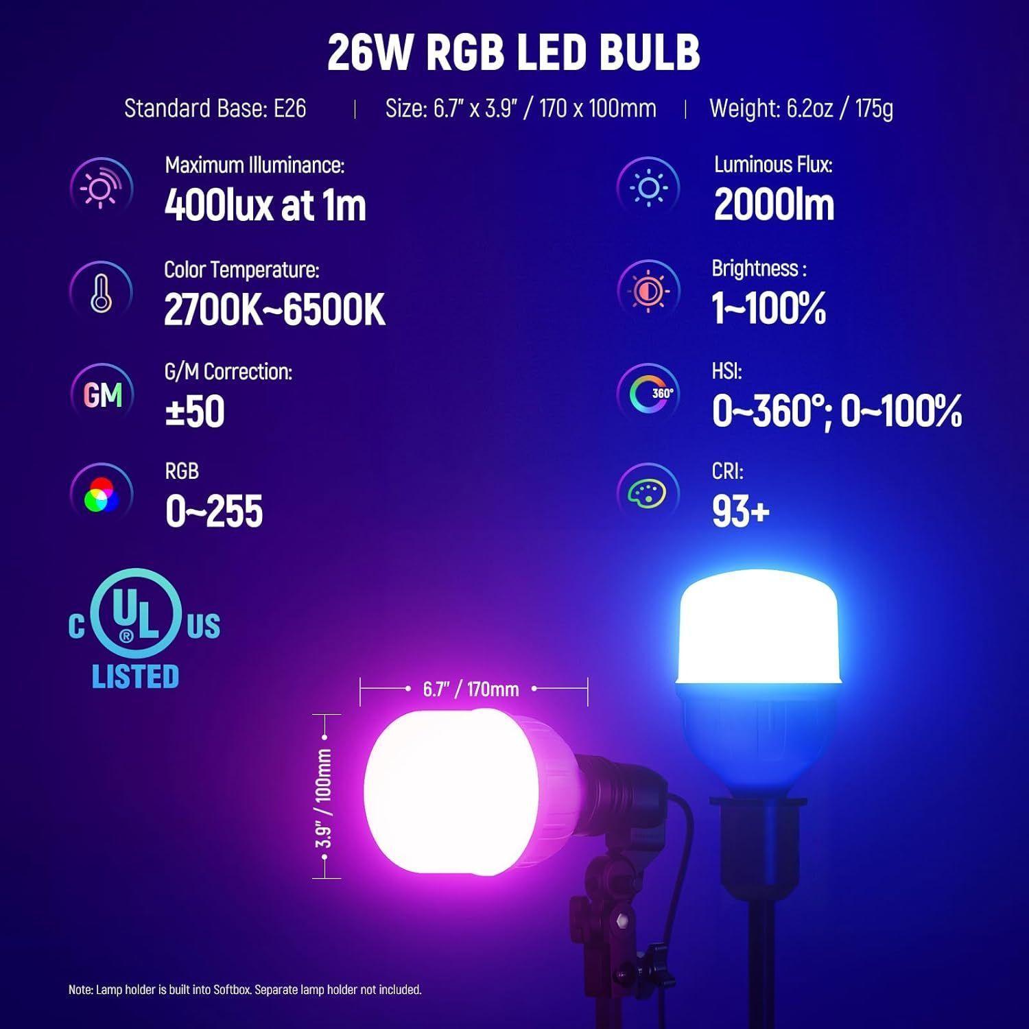 Kit Softbox LED RGB 24W Neewer NK800-8