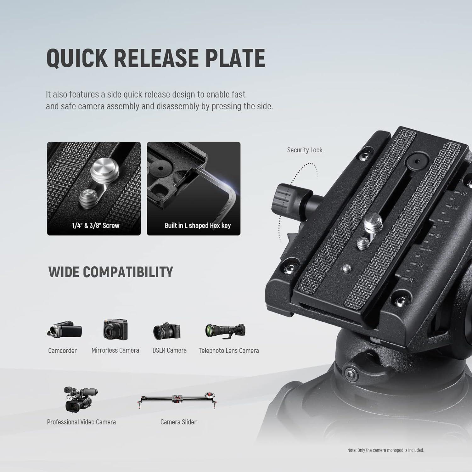 Monopié Neewer GM76 Profesional 179 cm con Cabezal Fluido-2