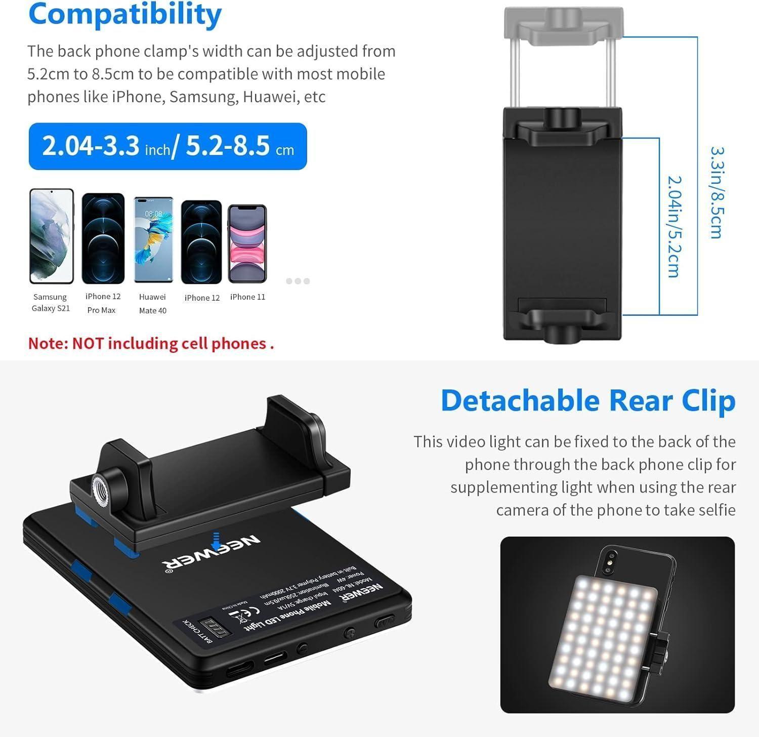 Luz LED Neewer NL 60AI con Clip para Videollamadas-5