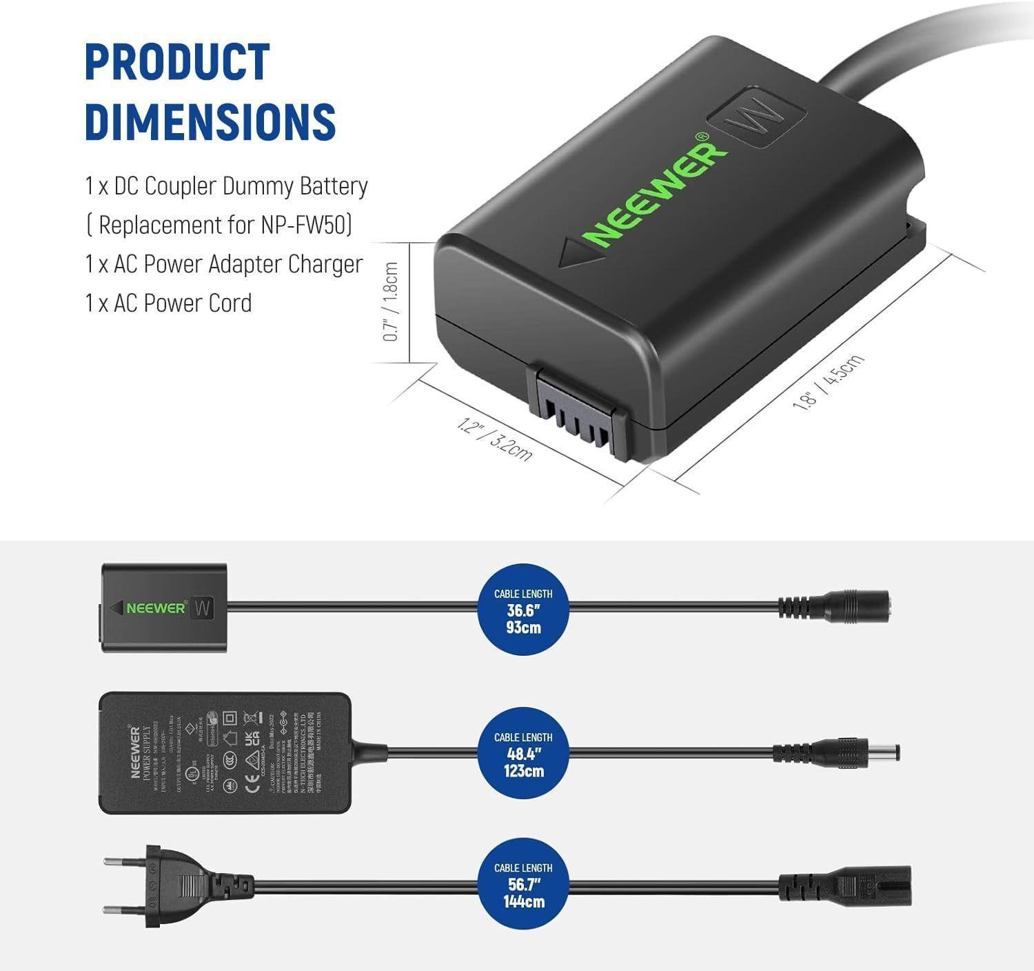 Adaptador Neewer AC-PW20 con Acoplador CC para Sony-4