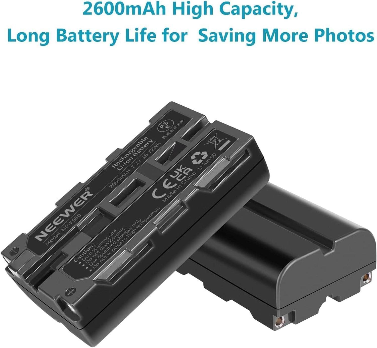 Kit 2 Baterías Neewer NP-F550 2600mAh con Cargador USB Dual-3