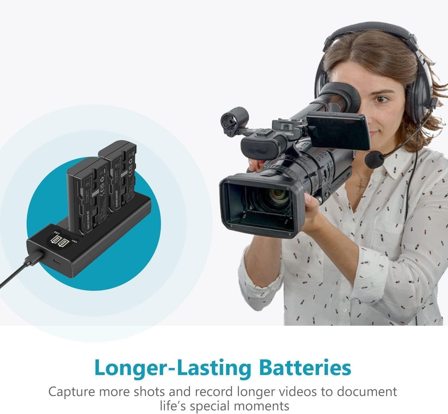 Kit 2 Baterías Neewer NP-F550 2600mAh con Cargador USB Dual-4