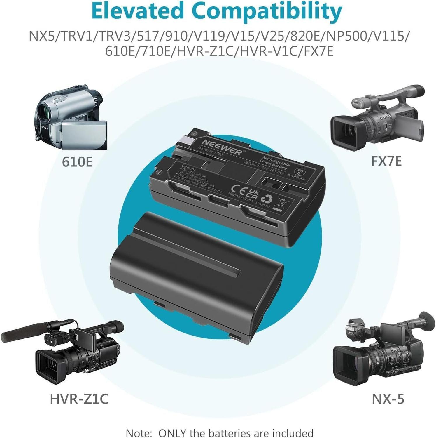 Kit 2 Baterías Neewer NP-F550 2600mAh con Cargador USB Dual-5