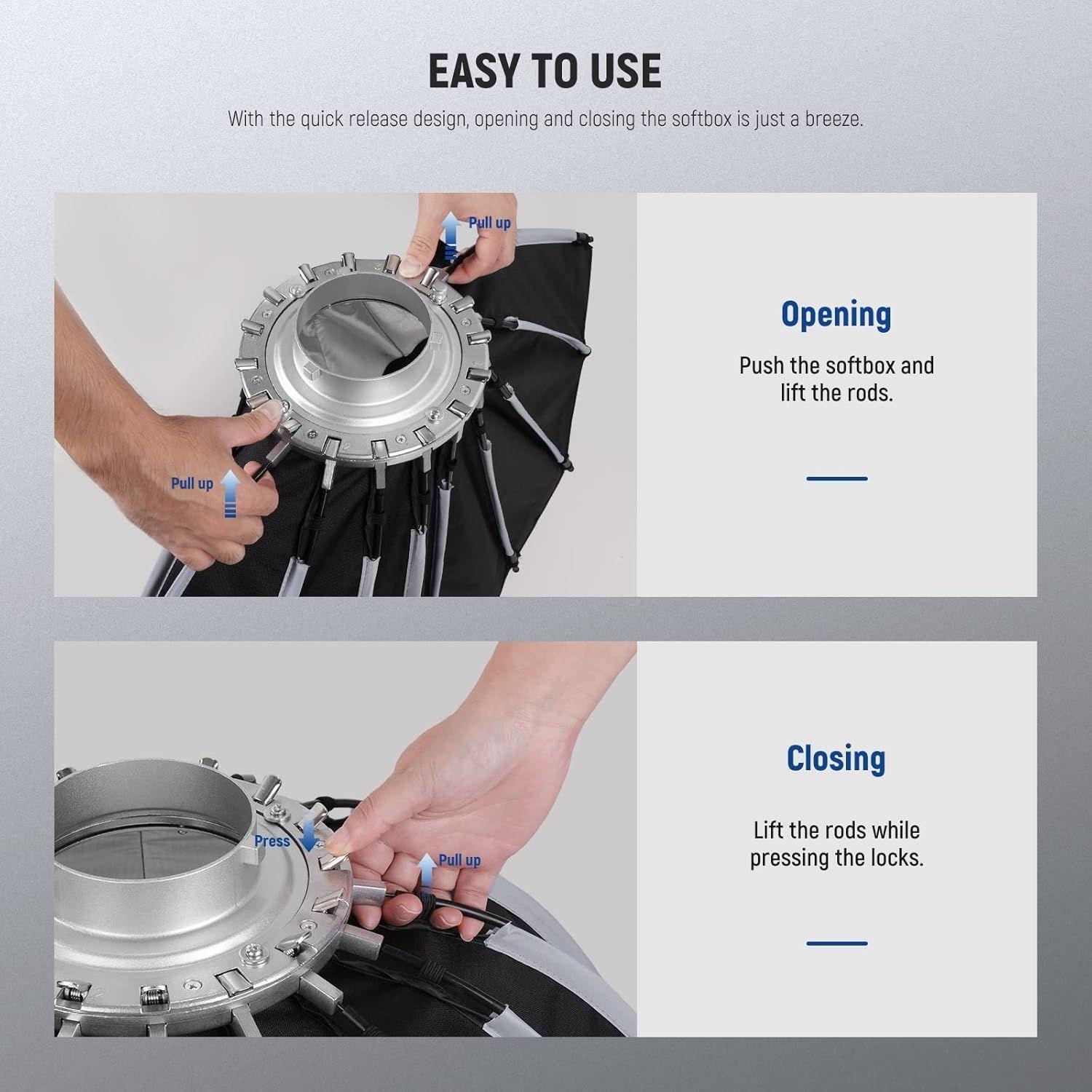 Softbox Parabólico Neewer 65cm Liberación Rápida con Grid-4