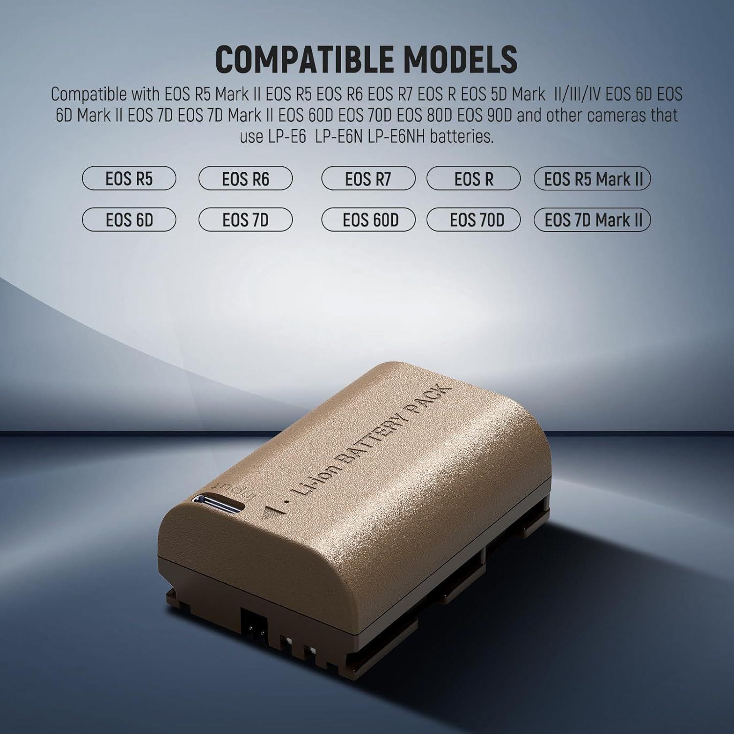 Batería Neewer LP-E6P 2400mAh con Puerto Tipo C-2