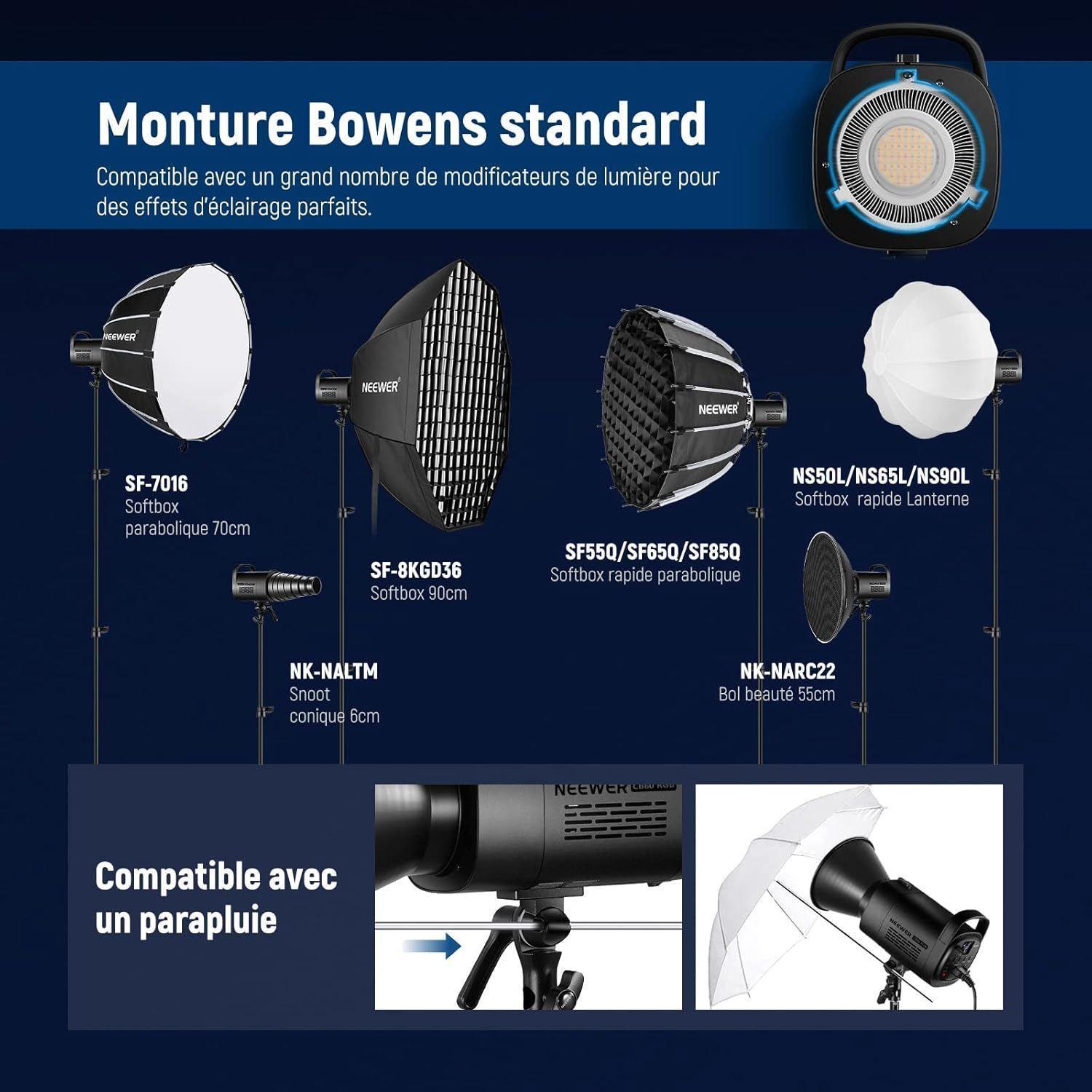 Luz RGB COB Neewer CB60 70W con Control 2.4G/App-5