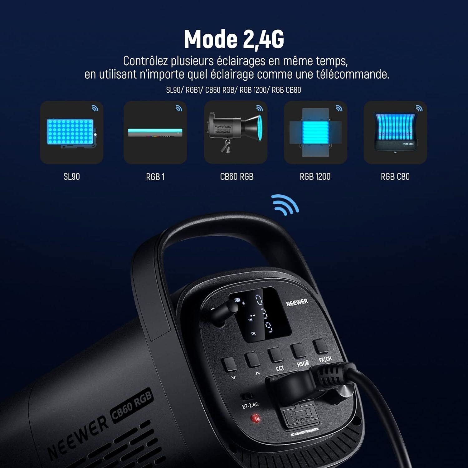 Luz RGB COB Neewer CB60 70W con Control 2.4G/App-7