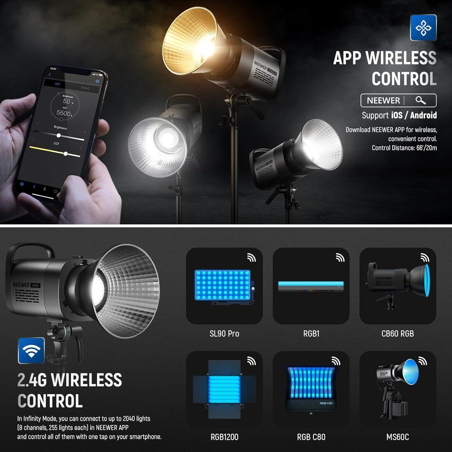 Luz LED Bicolor Neewer CB60B 70W con APP y Control 2,4G-2