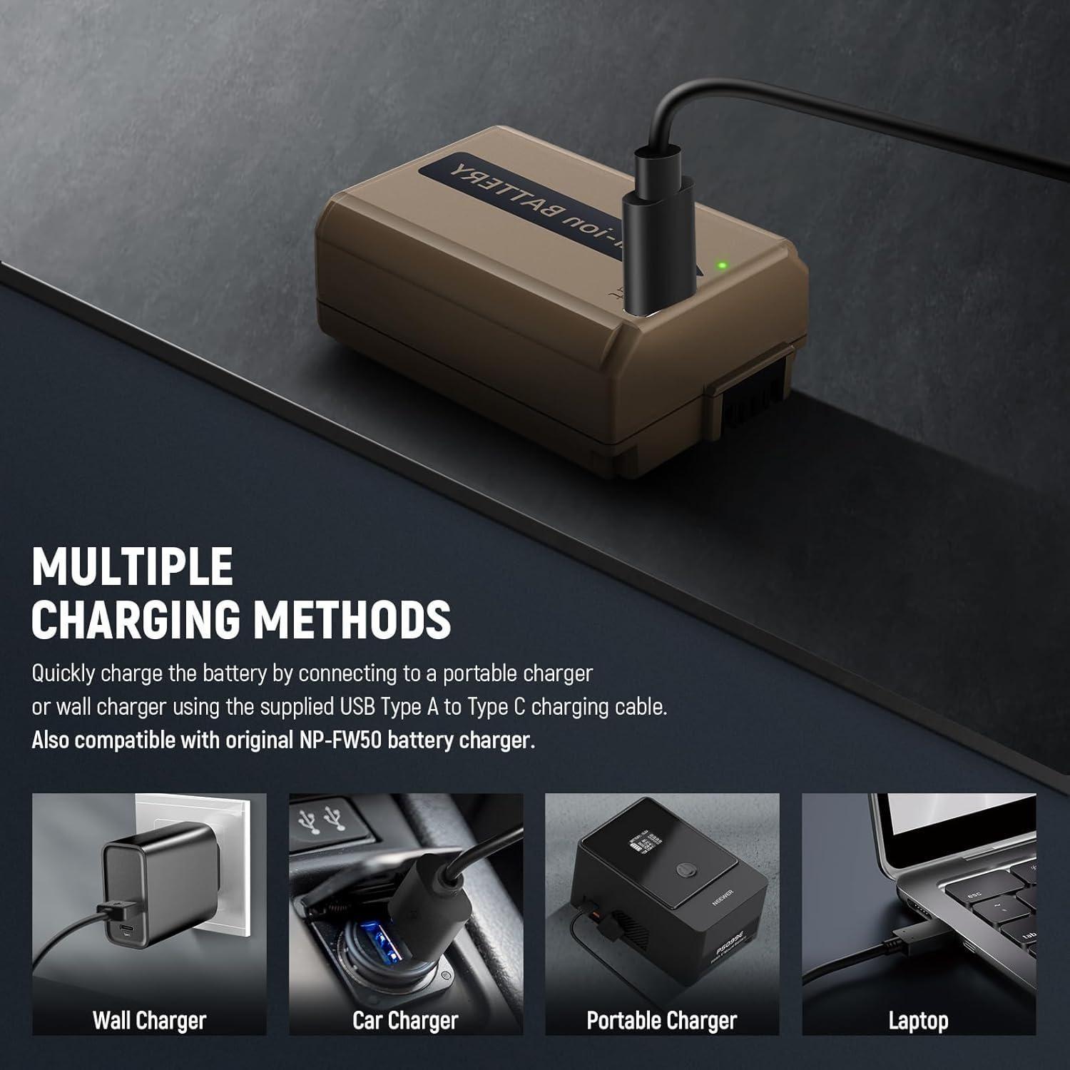 Bateria Neewer TNP FW50 1030mAh con Puerto USB C-2