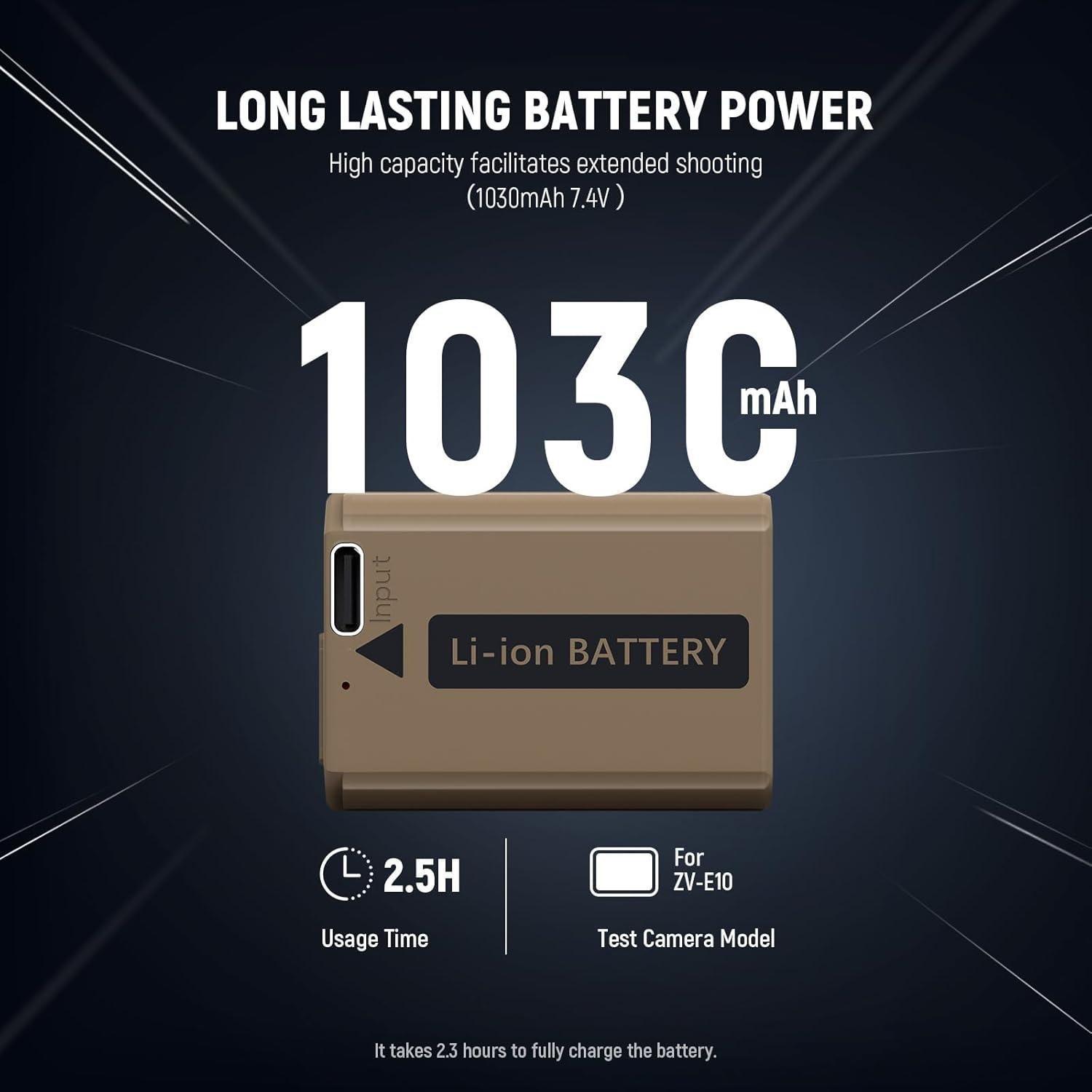 Bateria Neewer TNP FW50 1030mAh con Puerto USB C-5