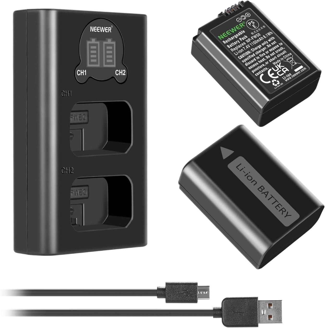 Kit Cargador Dual y Baterías Neewer NP FW50 1100mAh Sony-2