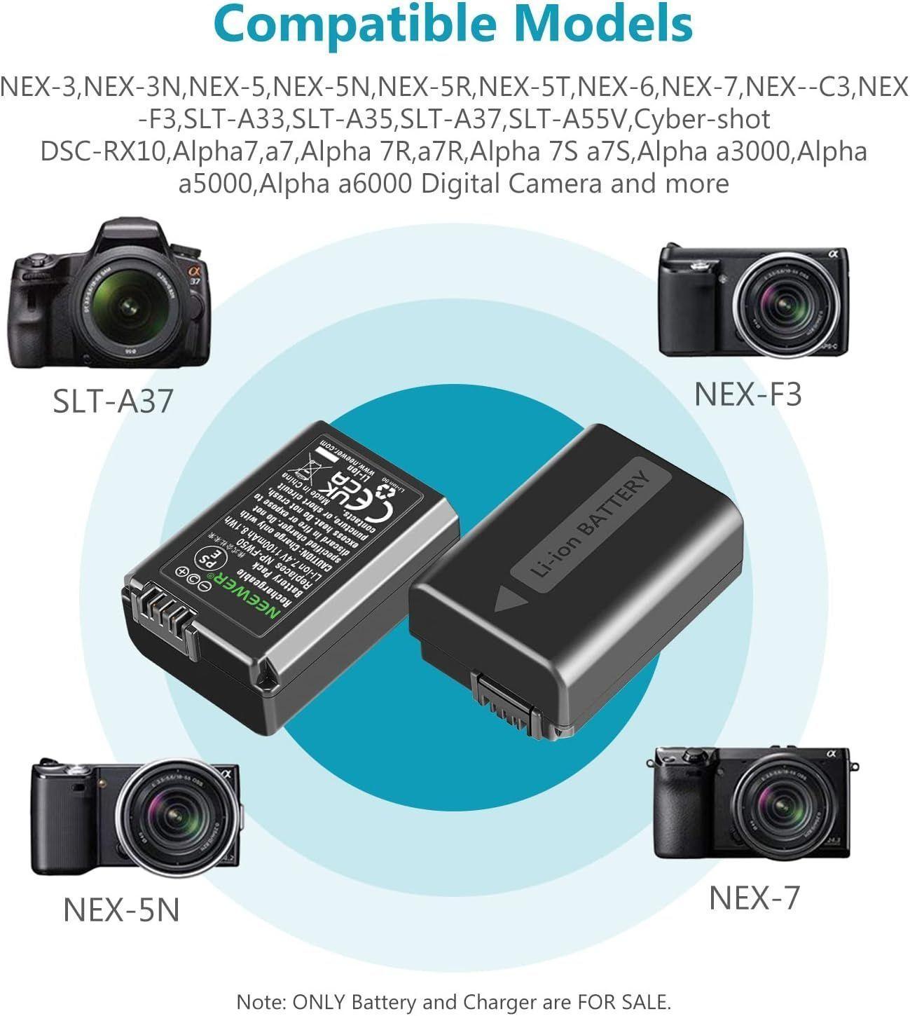 Kit Cargador Dual y Baterías Neewer NP FW50 1100mAh Sony-3