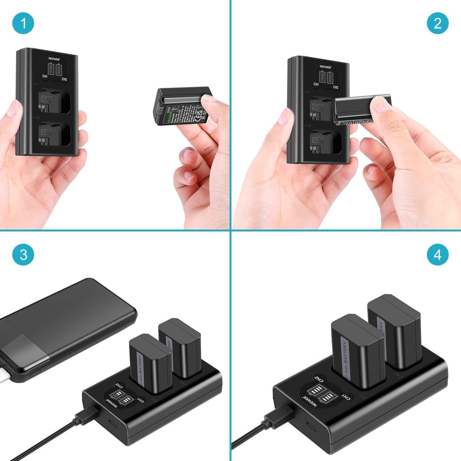 Kit Cargador Dual y Baterías Neewer NP FW50 1100mAh Sony-5