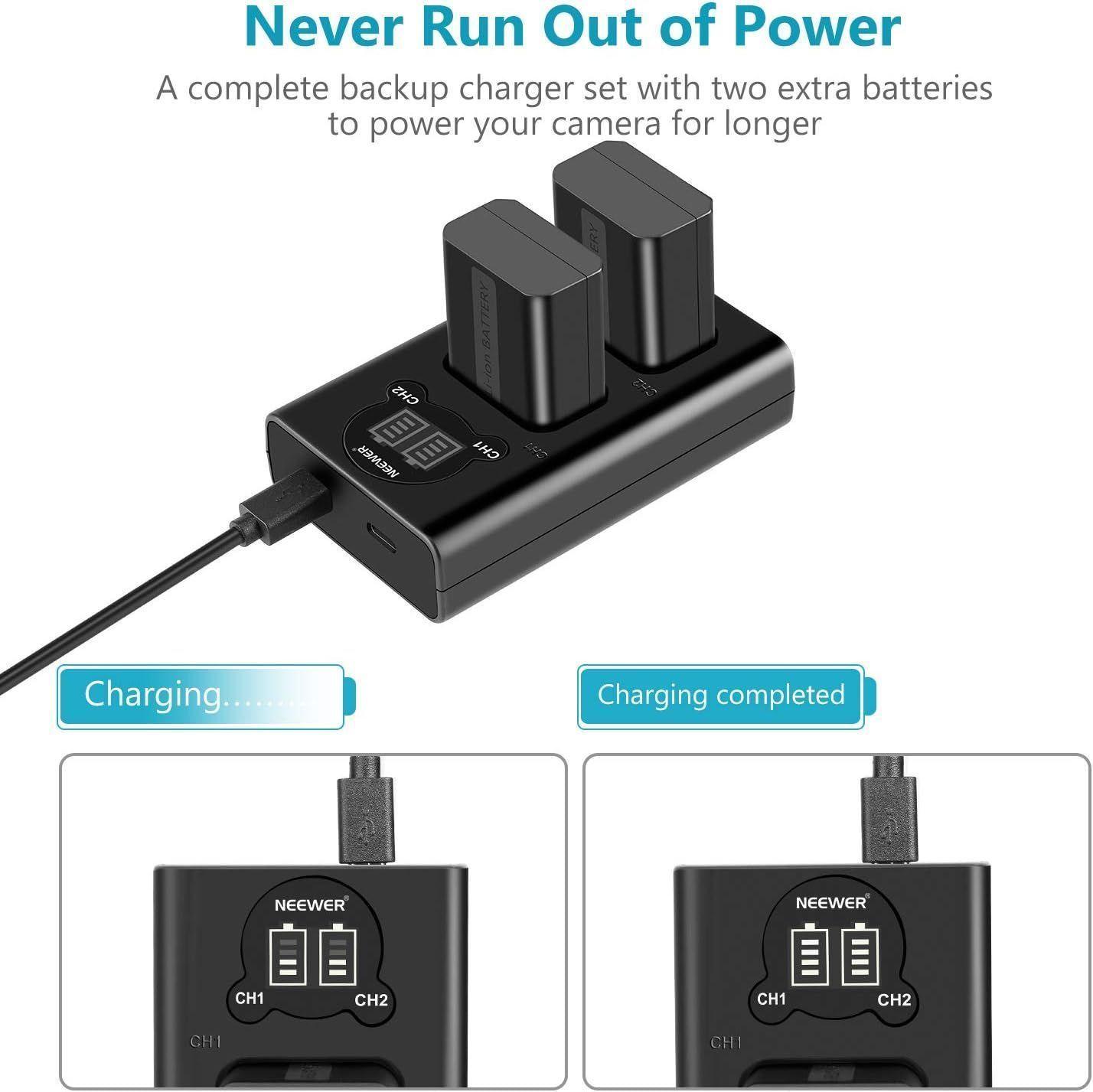 Kit Cargador Dual y Baterías Neewer NP FW50 1100mAh Sony-6