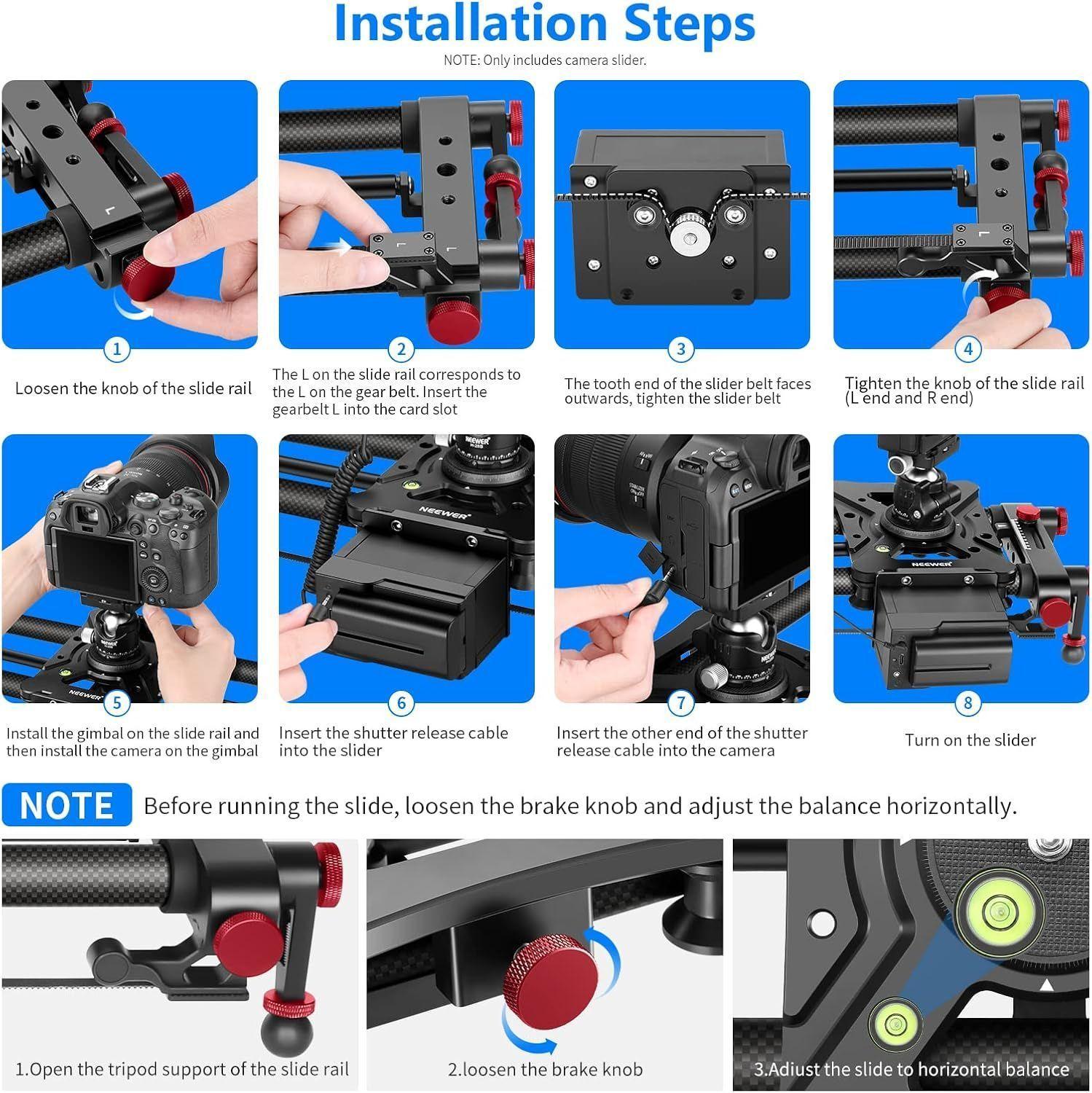 Slider Motorizado Neewer ER1 de Fibra de Carbono 100 cm-8