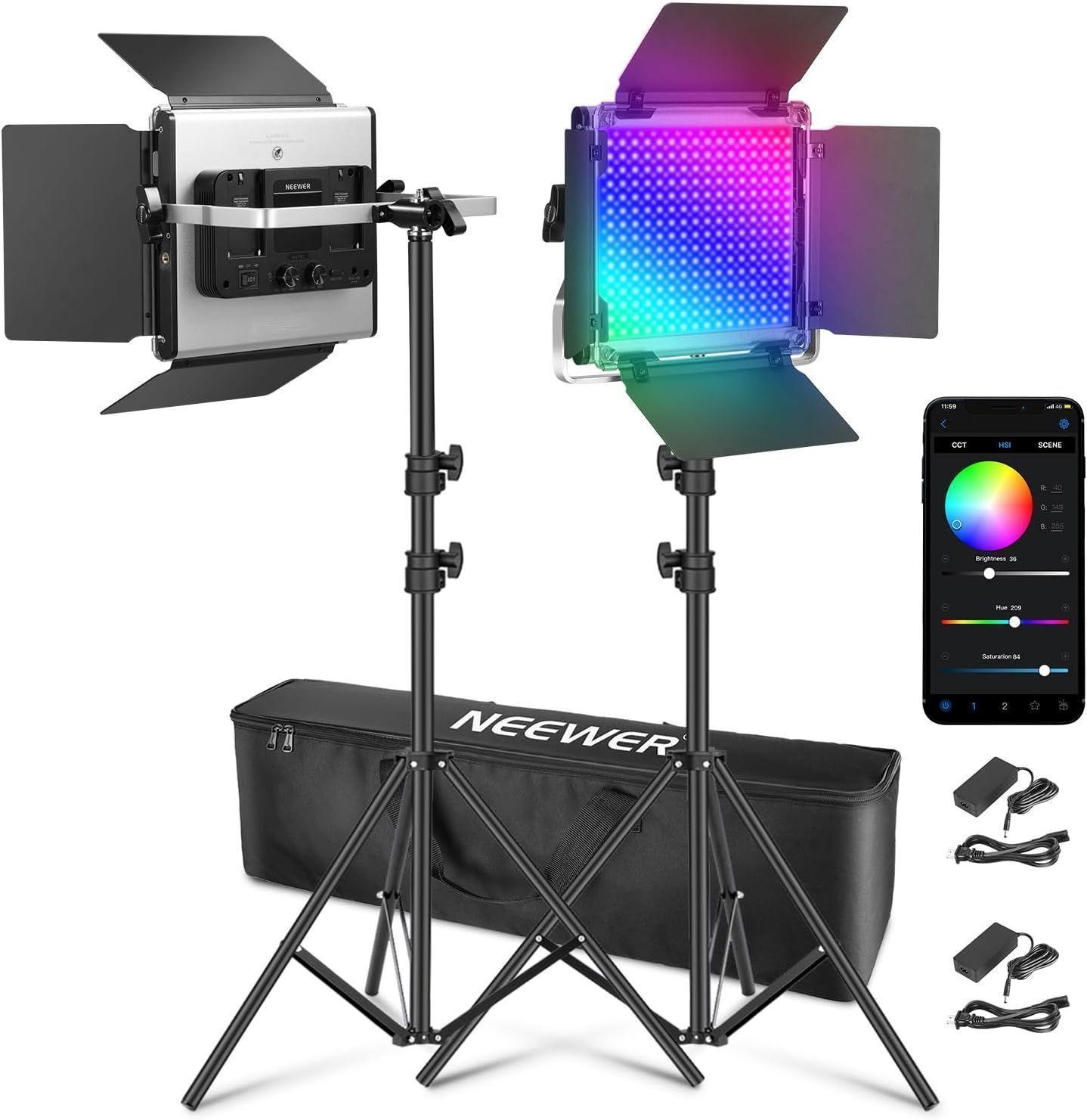Kit LED Neewer 660 PRO II RGB con App y Soportes-0