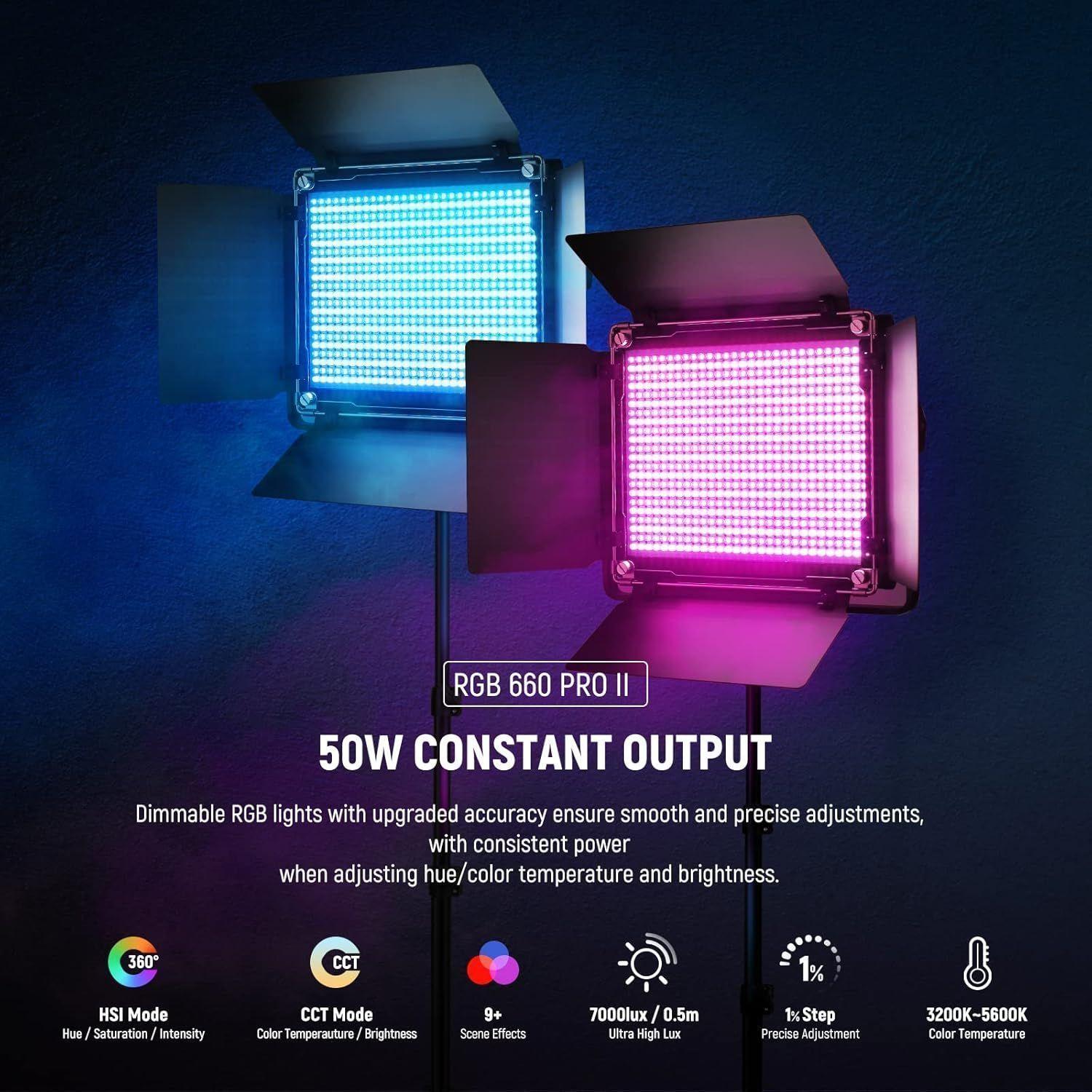 Kit LED Neewer 660 PRO II RGB con App y Soportes-8