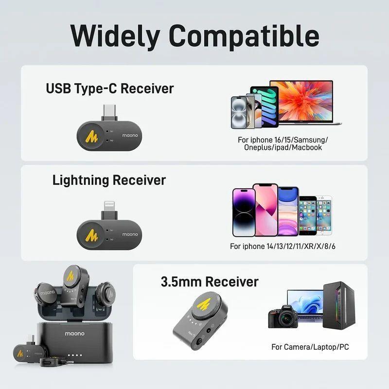Micrófonos Inalámbricos Maono Wave T5 para USB-C con case de carga-3