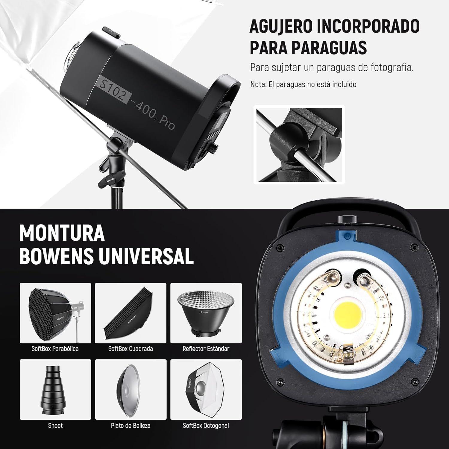 Flash Estudio Neewer S102-400W PRO con Trigger 2,4G-6