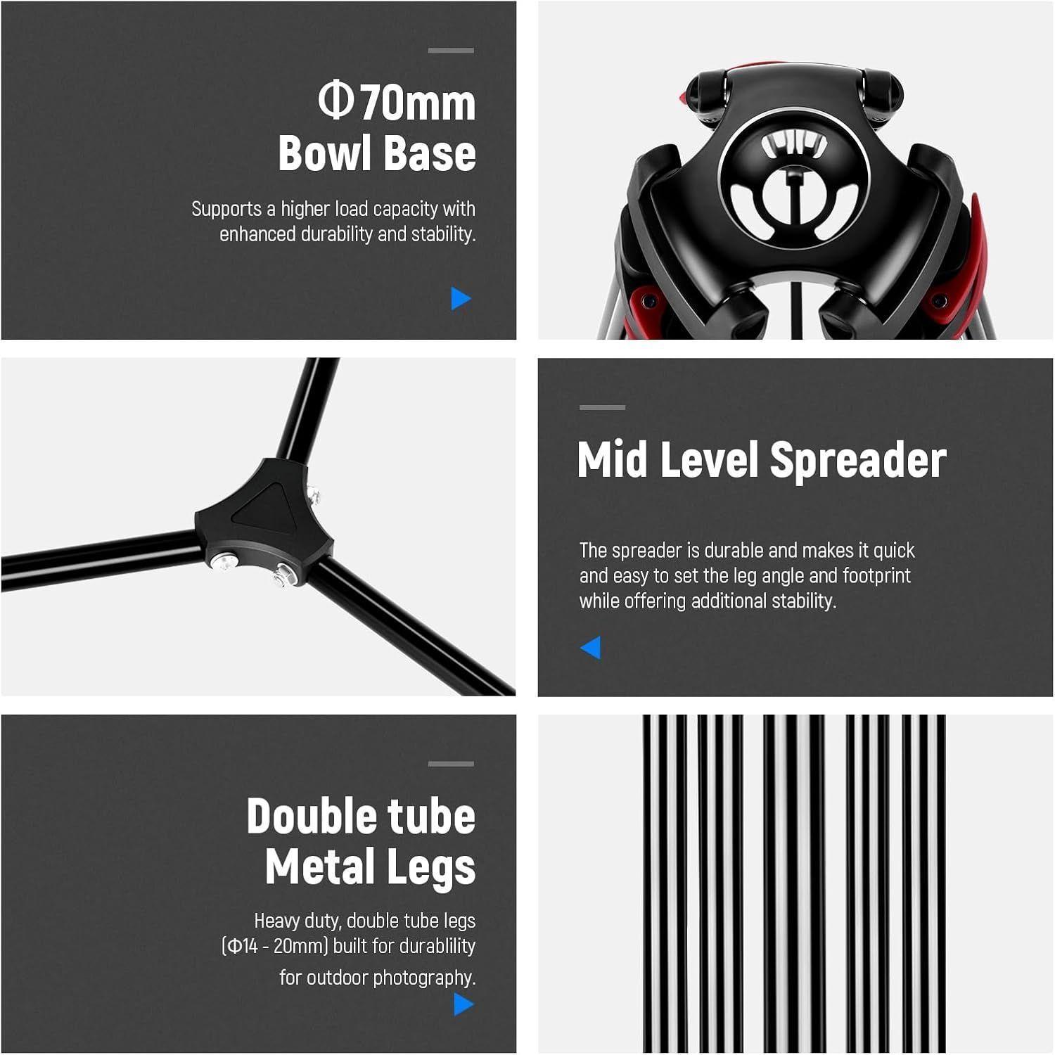 Tripode Video Neewer TP-M200 200cm con Cabezal Fluido-6