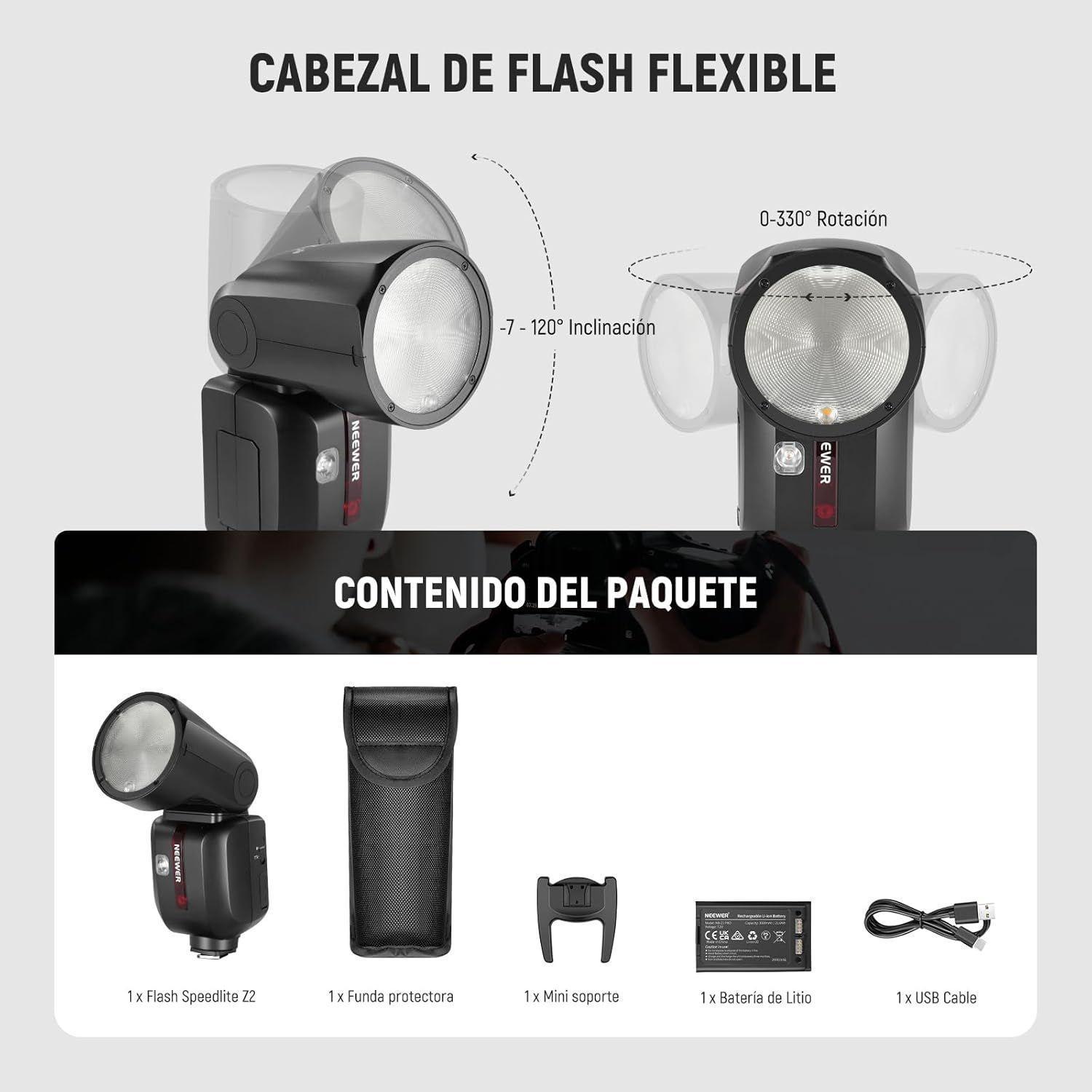 Flash Speedlite Neewer Z2-S TTL Cabeza Redonda Sony-2