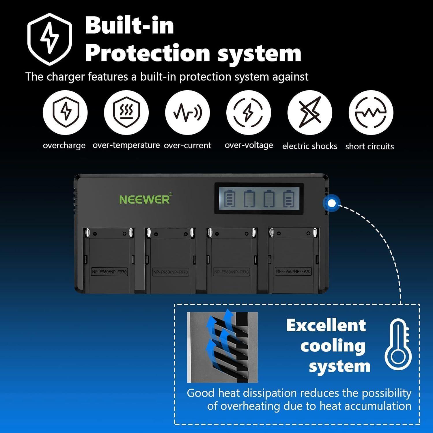 Cargador 4 Canales Neewer para Baterías Sony NP-F-3