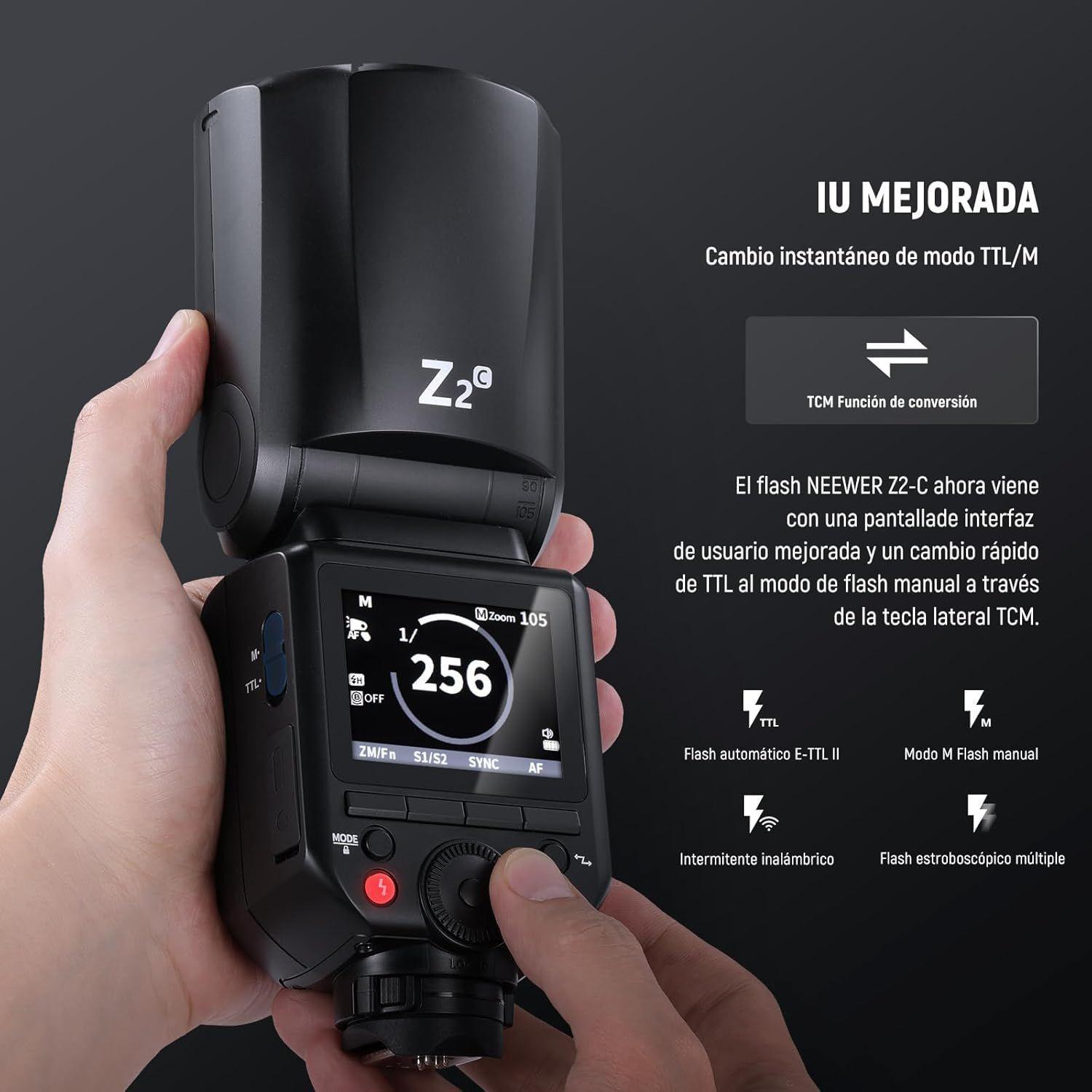 Flash Speedlite Neewer Z2-C TTL Cabezal Redondo para Canon-3