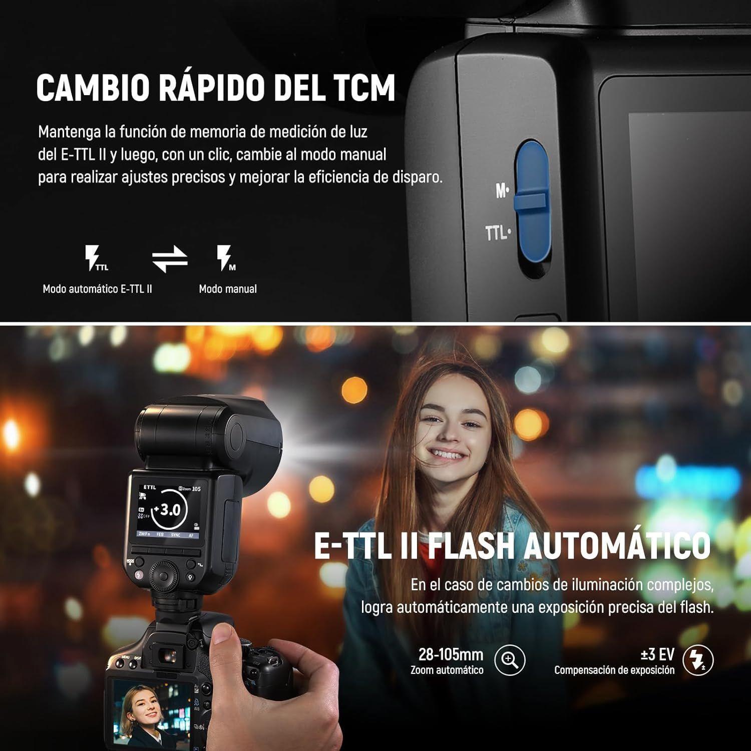 Flash Speedlite Neewer Z2-C TTL Cabezal Redondo para Canon-7