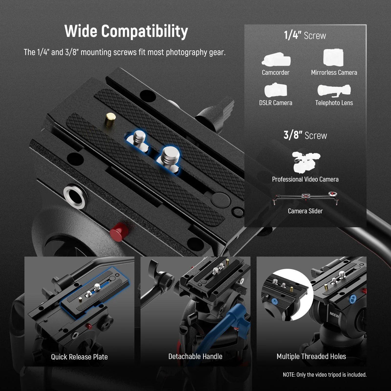 Tripode de Video Neewer TP37 187 cm Cabezal Fluido-7