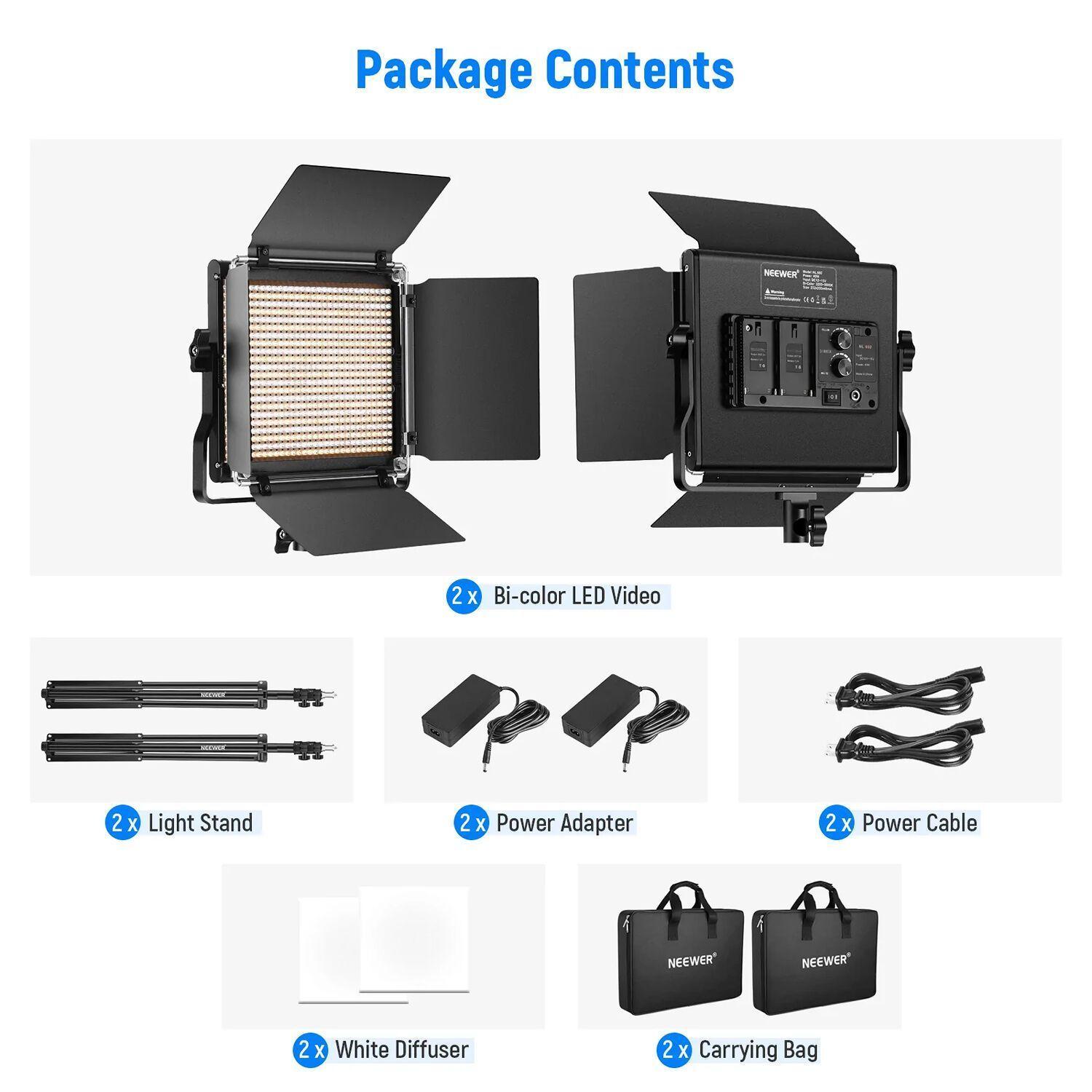 Kit LED Bicolor Neewer NL660 con 2 Luces con Soportes-9