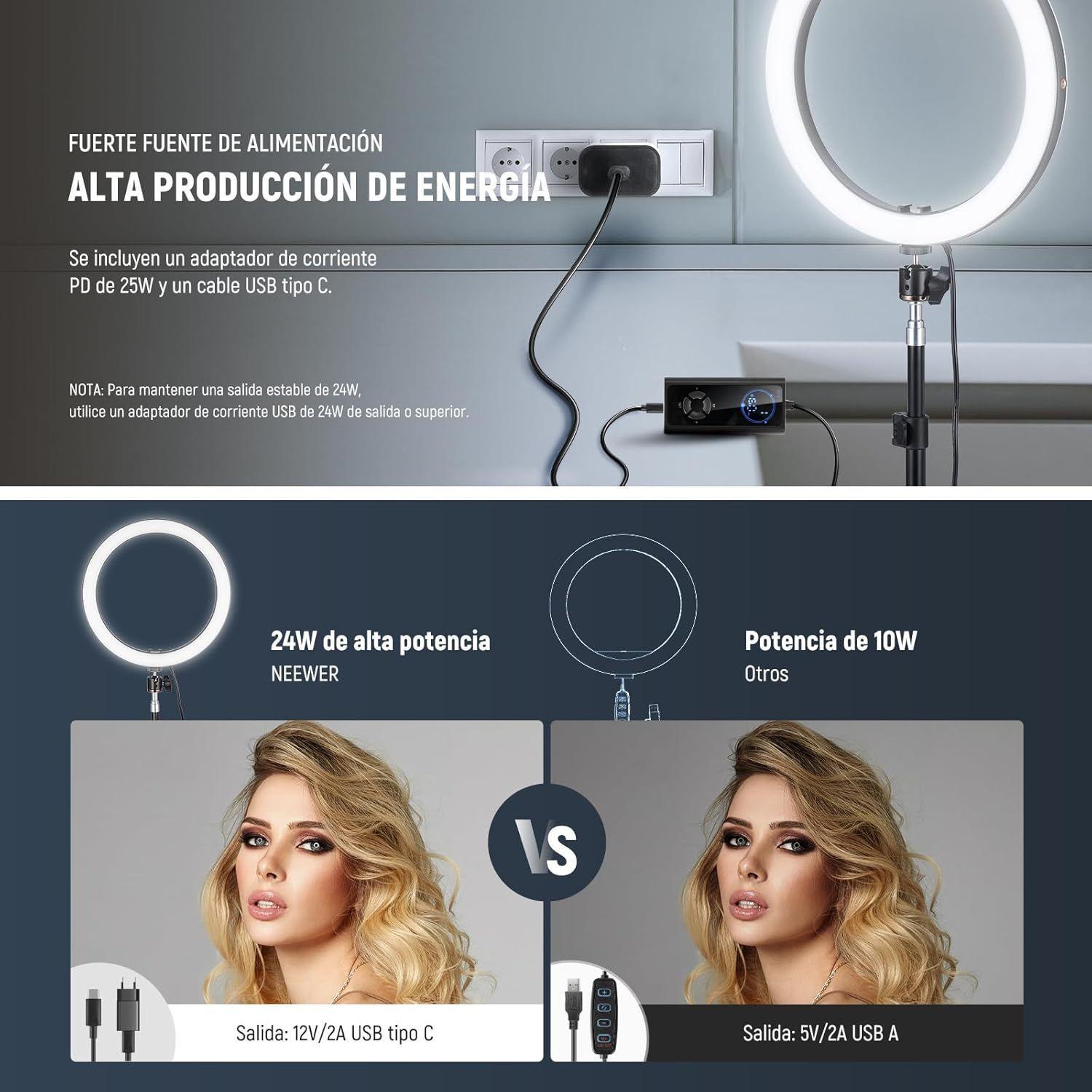 Anillo de Luz LED Neewer RH12B de 30,5cm con Soporte de 180cm-4