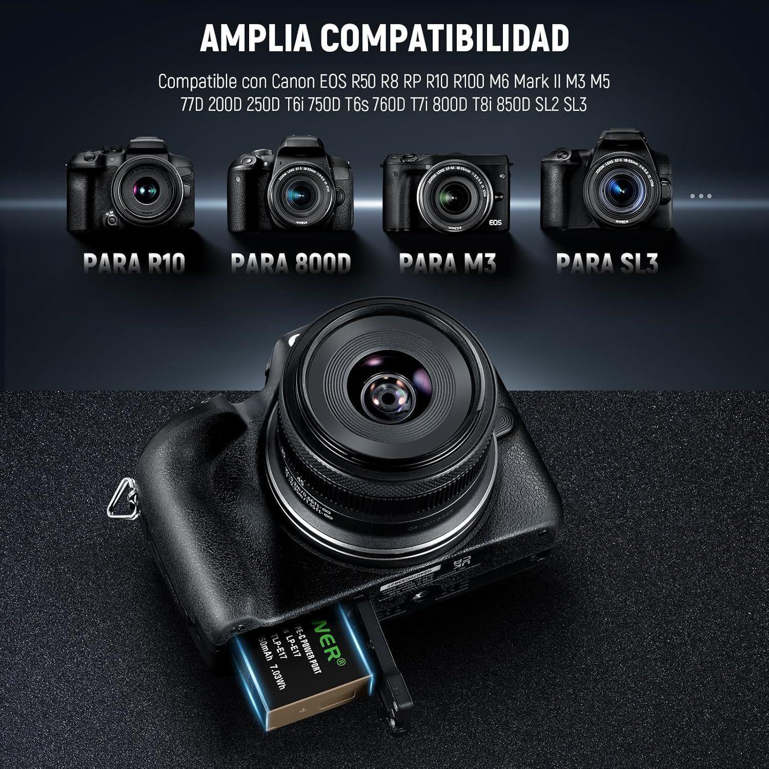 Batería USB-C Recargable Neewer LP-E17 7,4V 950mAh-7