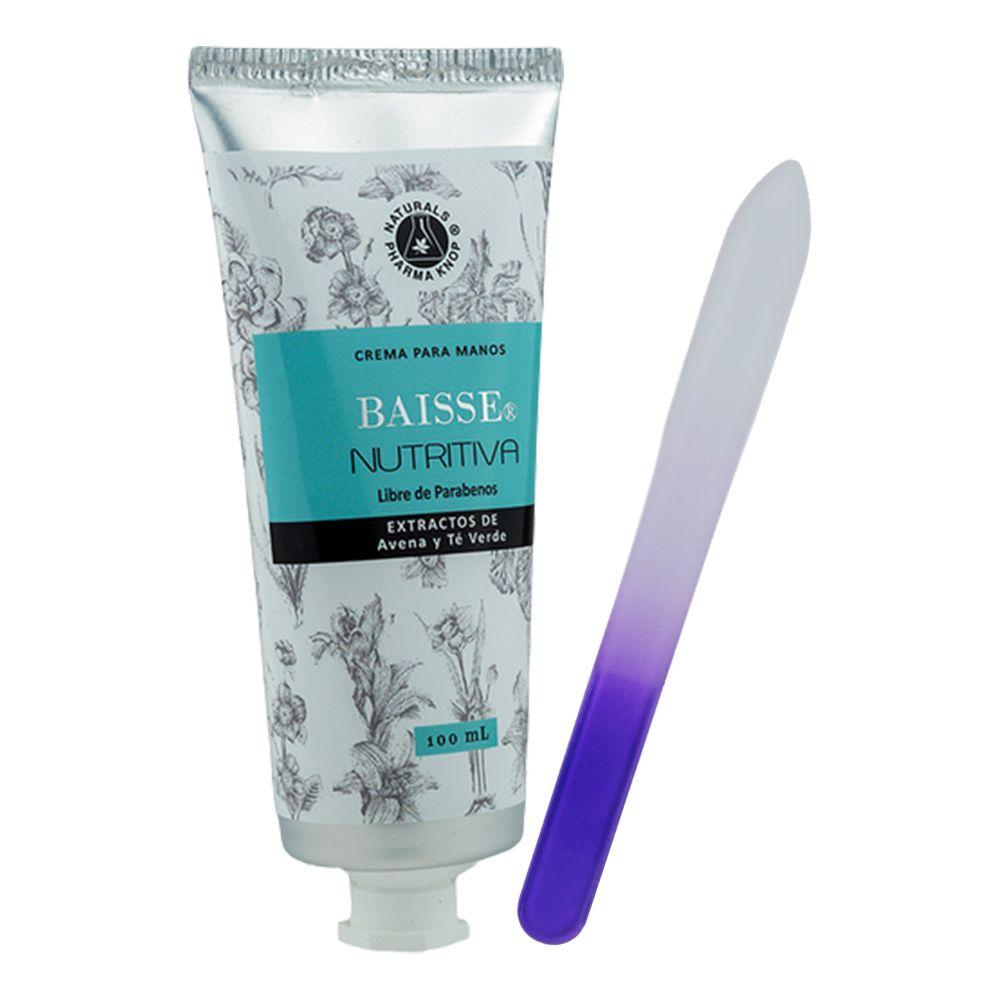 Pack Baisse® Crema Manos 100 g + Lima uñas Cristal + Bolsa-2