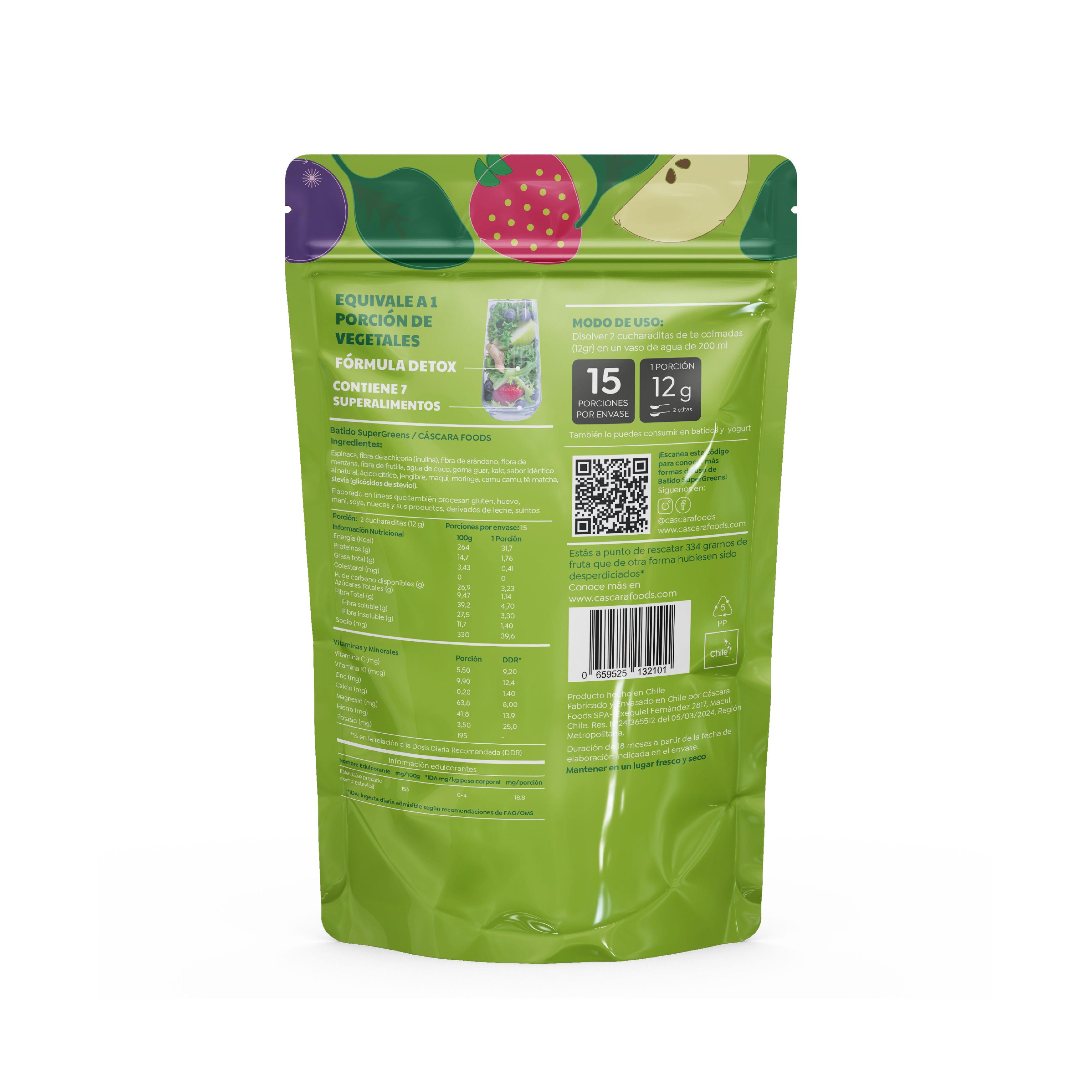 Batido supergreens 180 g, Cascara-1