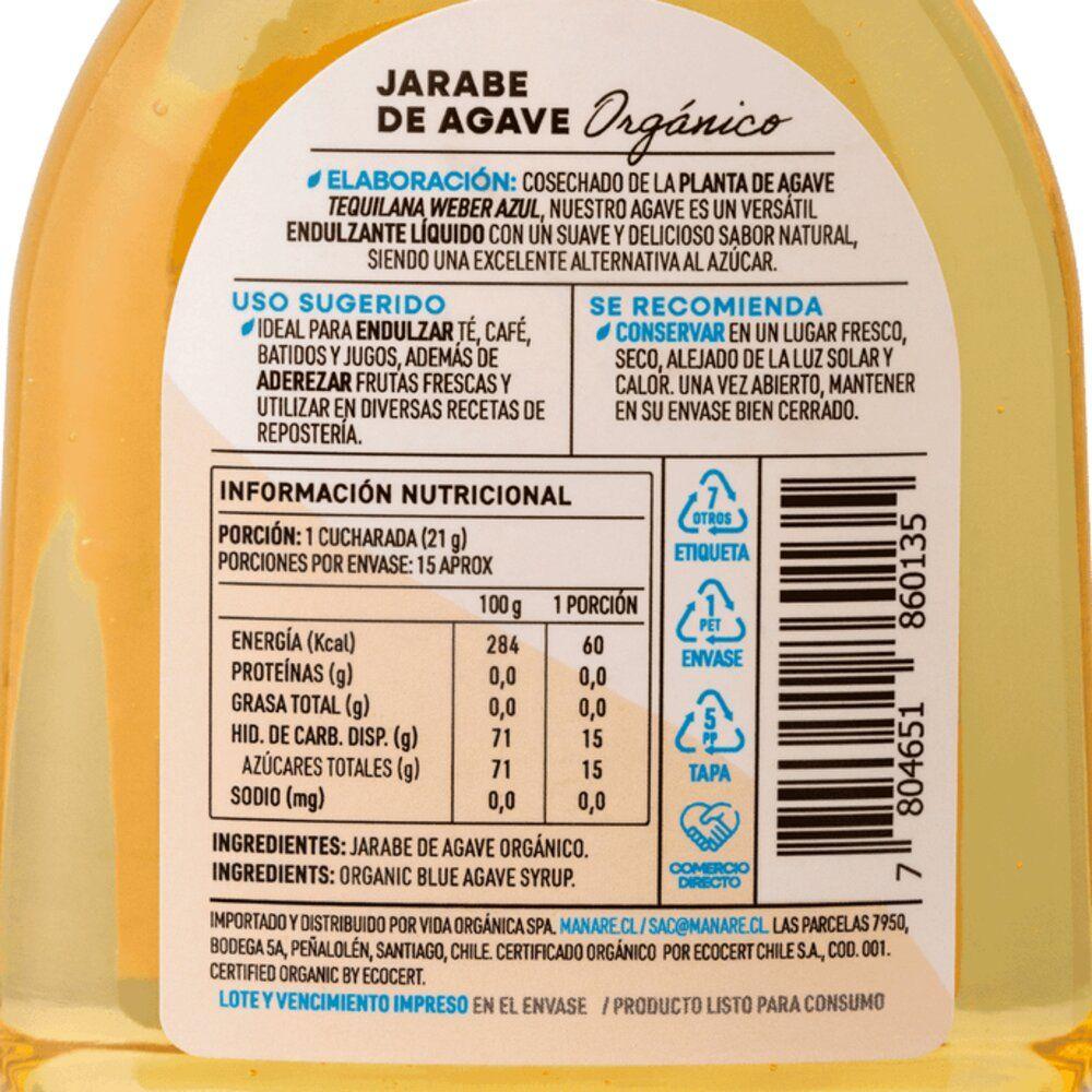 Jarabe de agave orgánico 330g, manare-2