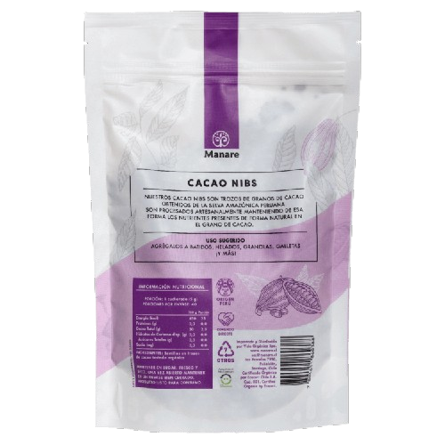 Cacao nibs orgánico 200 g, manare-2