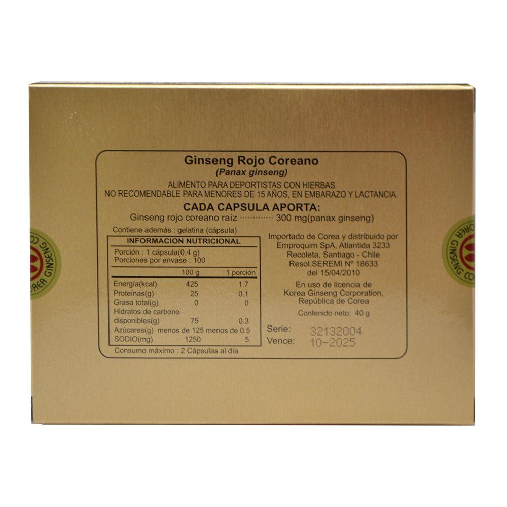 Ginseng Rojo Koreano x 100 Capsulas FDC-2