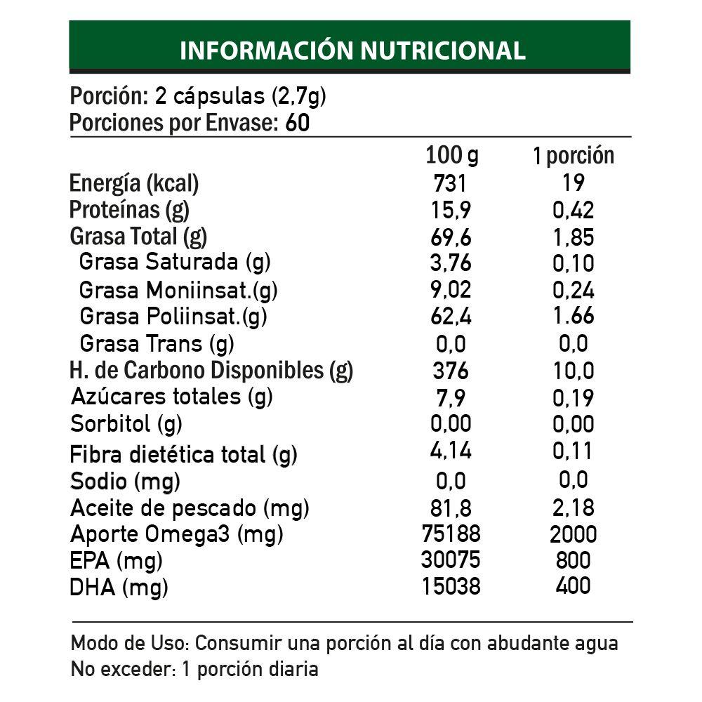 Omega 3 800 EPA y 400 DHA x120 cápsulas blandas-2